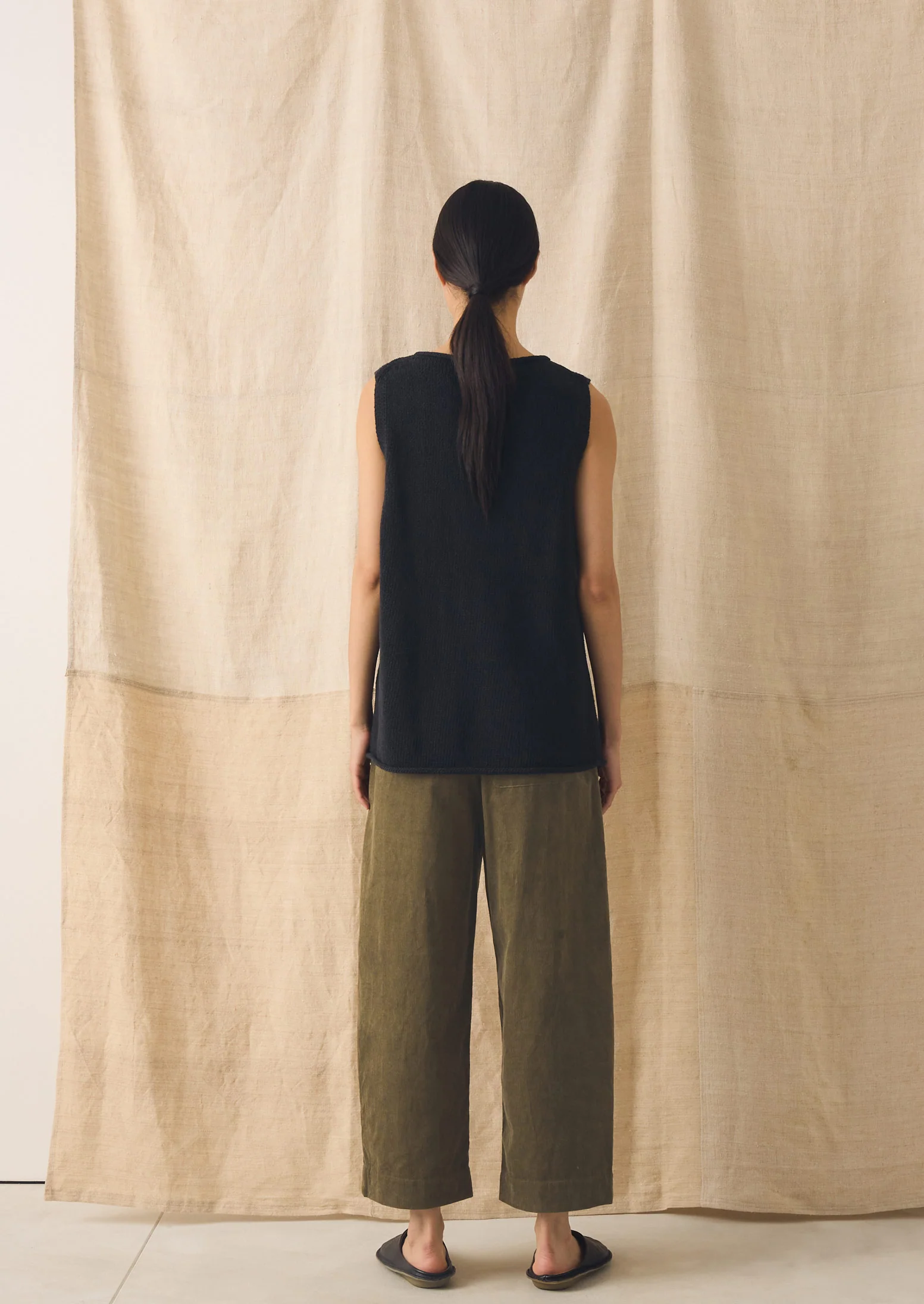 Linen Cotton Knitted Tank | Slate - Image 4