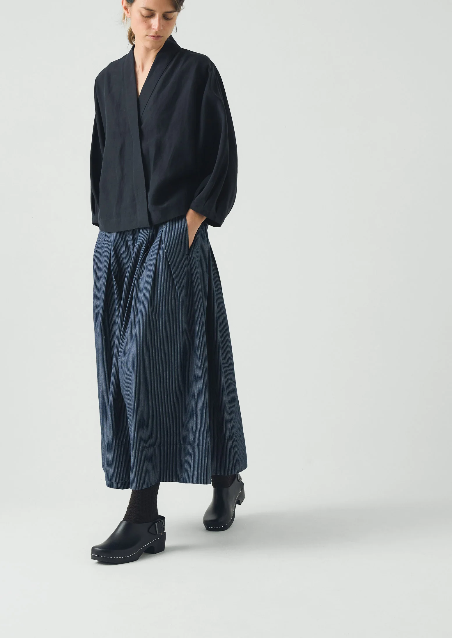 Linen Silk Wrap Shirt | Deep Indigo - Image 2