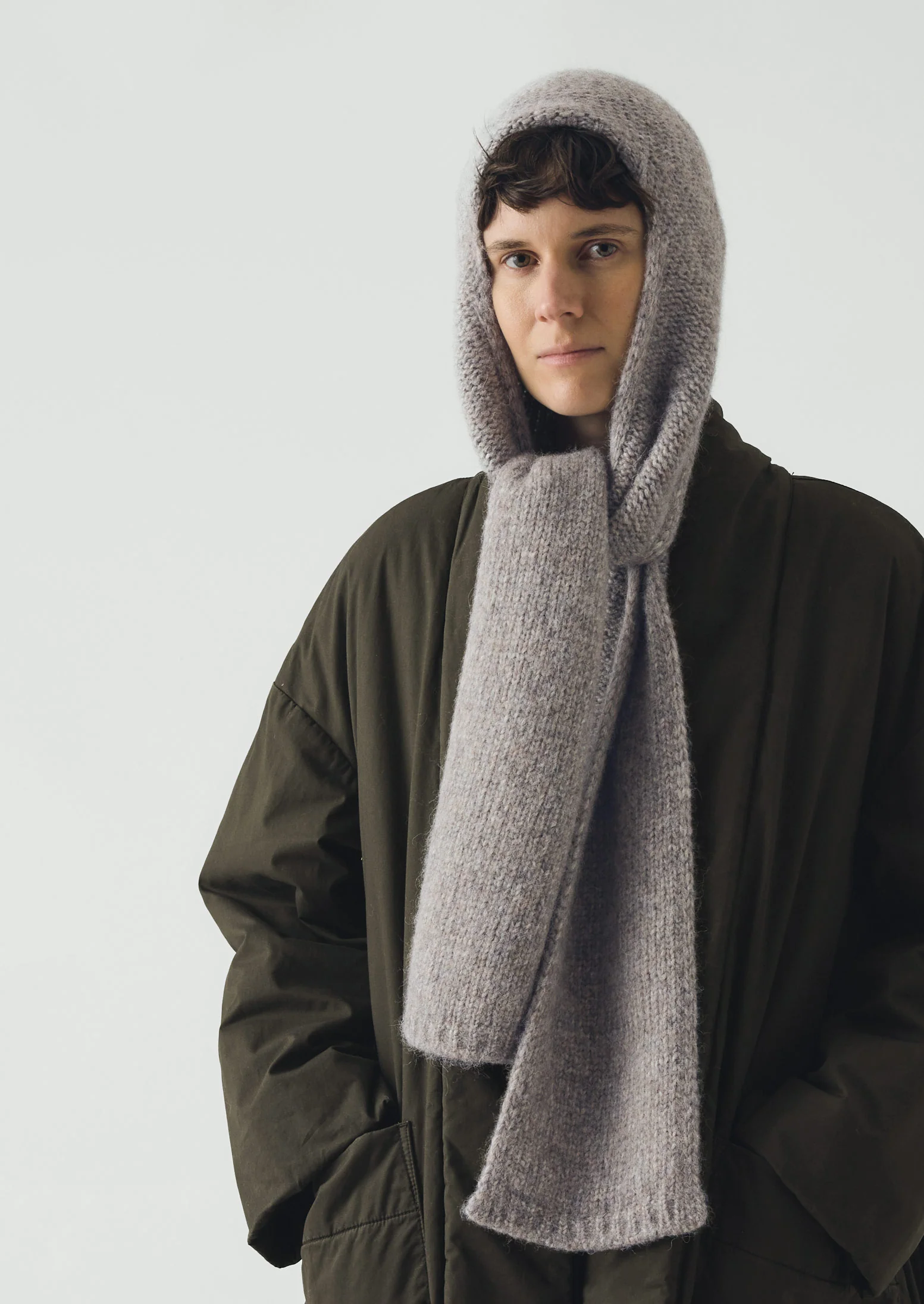 Lofty Alpaca Hooded Scarf | Stone - Image 3