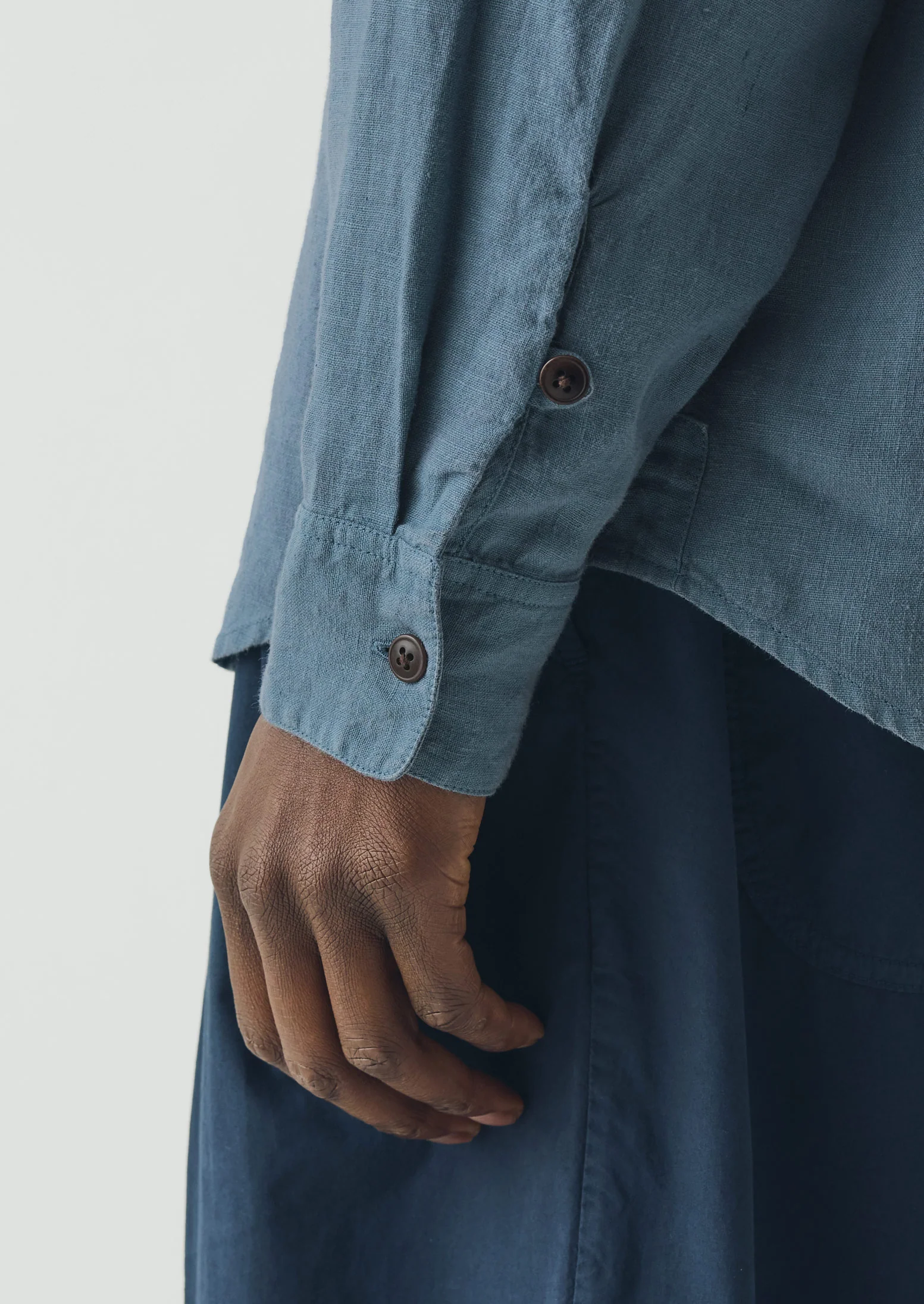 Loop Button Linen Shirt | Misty Blue - Image 3