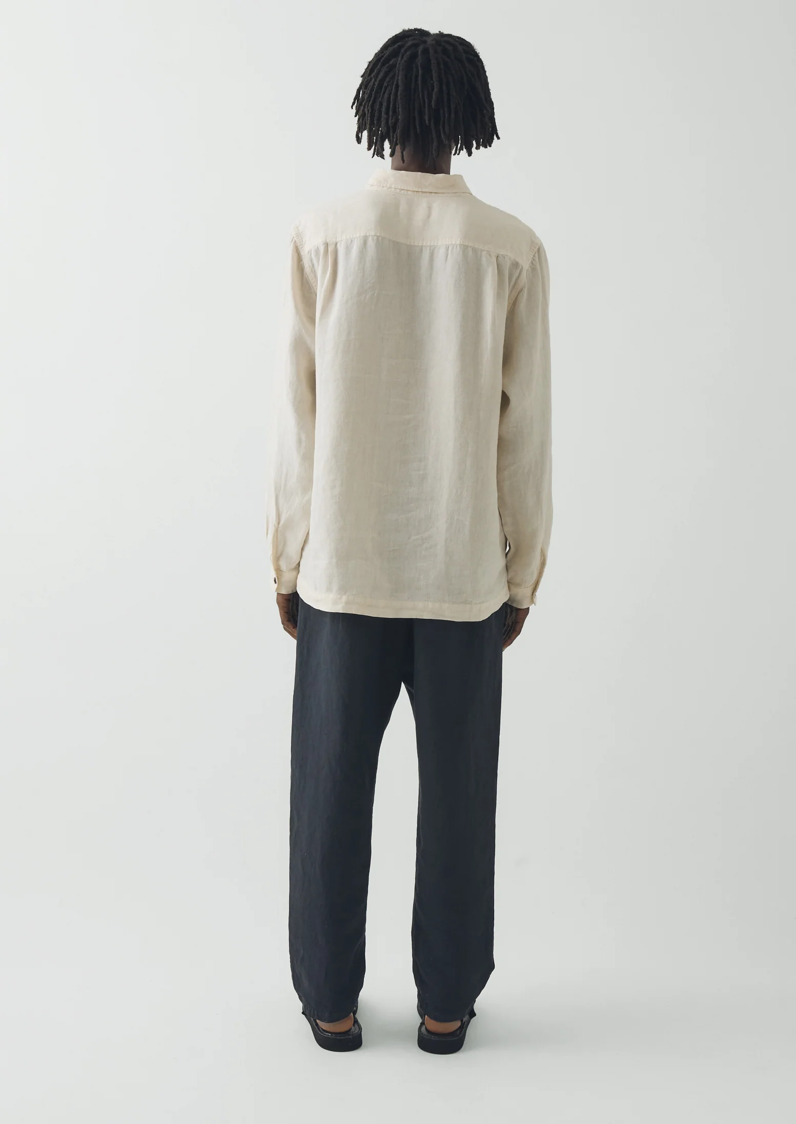 Loop Button Linen Shirt | Parchment - Image 4