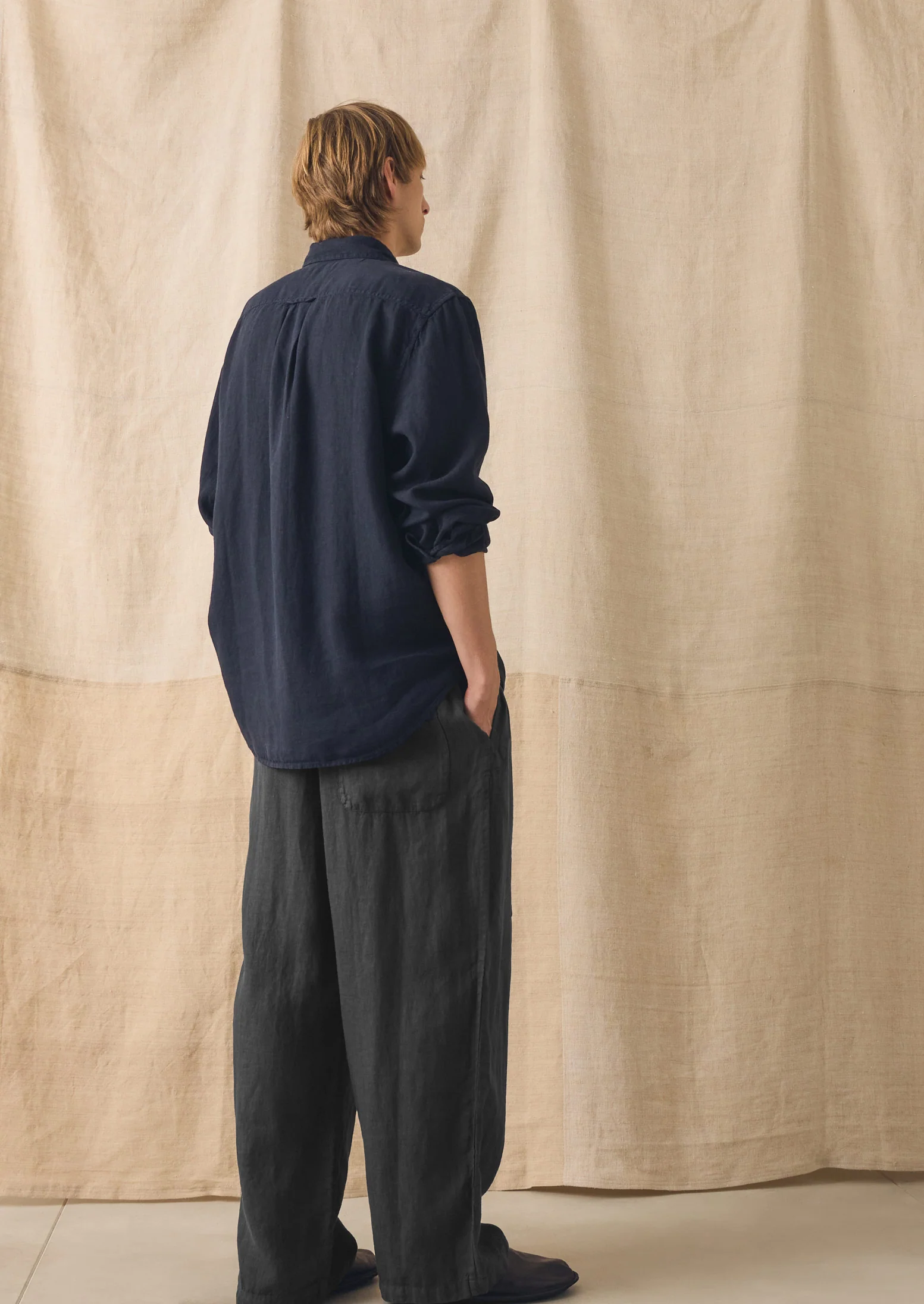 Loop Button Linen Shirt | Slate - Image 4