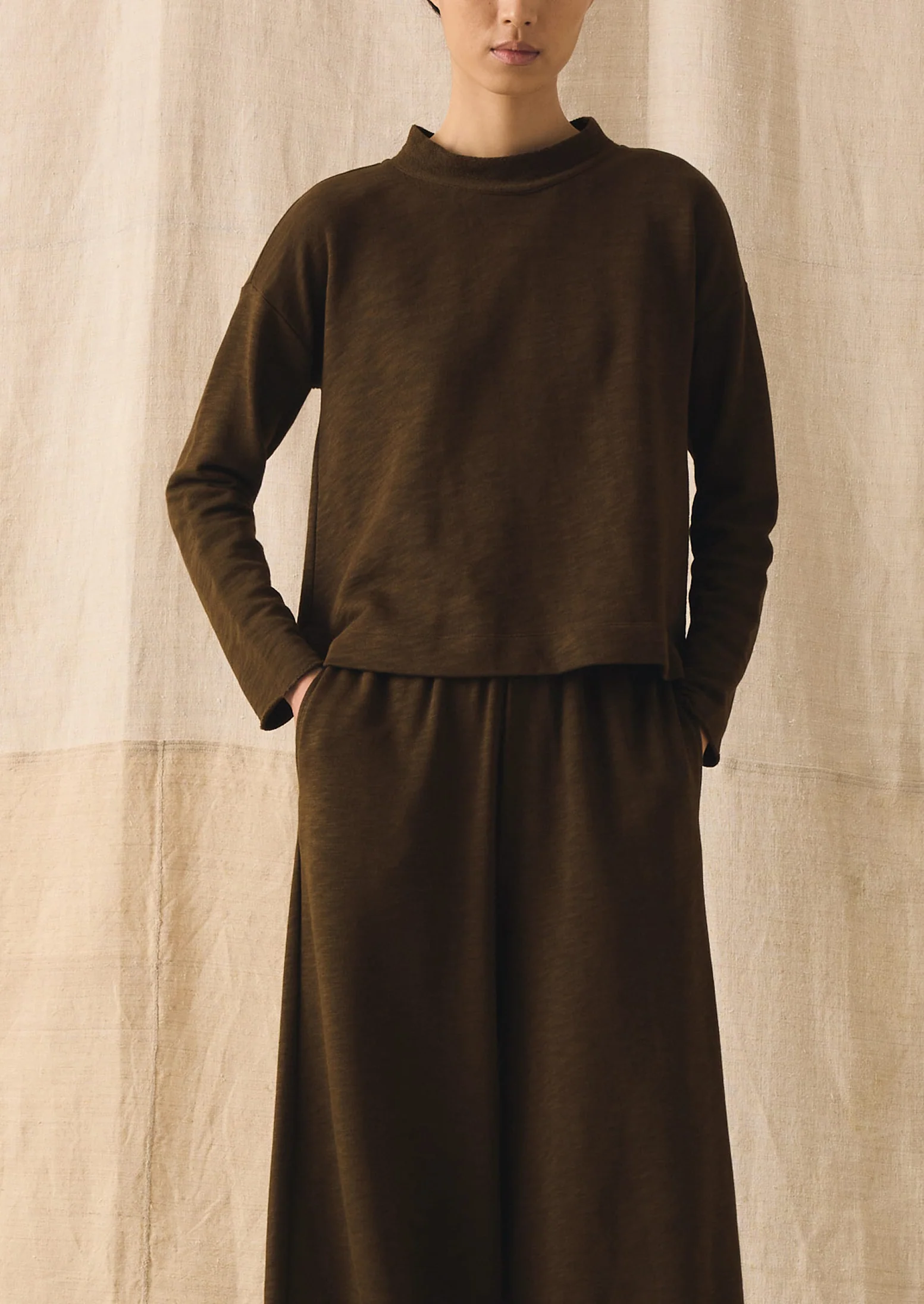 Loopback Jersey Easy Sweater | Dark Olive - Image 2