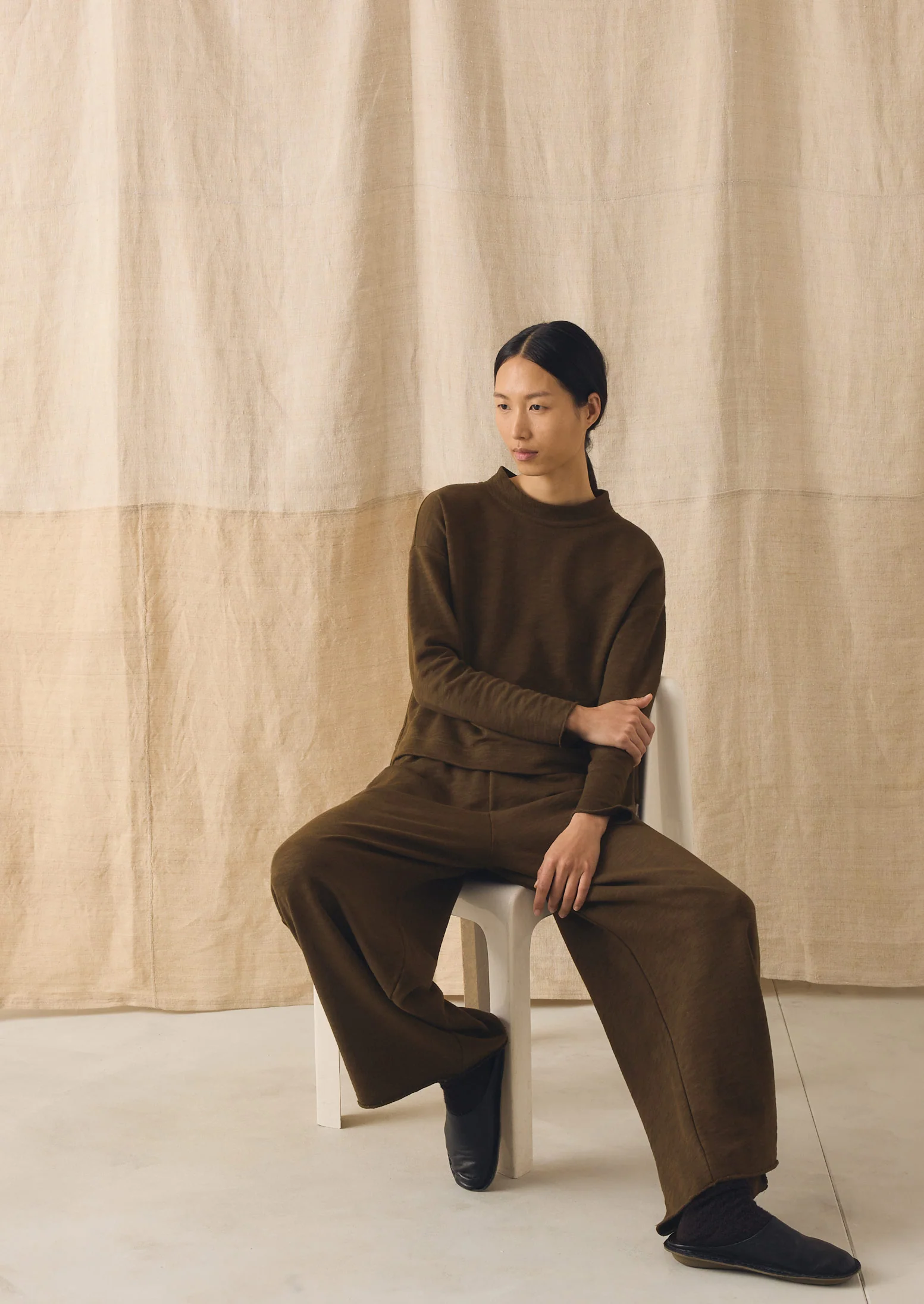 Loopback Jersey Easy Sweater | Dark Olive - Image 3