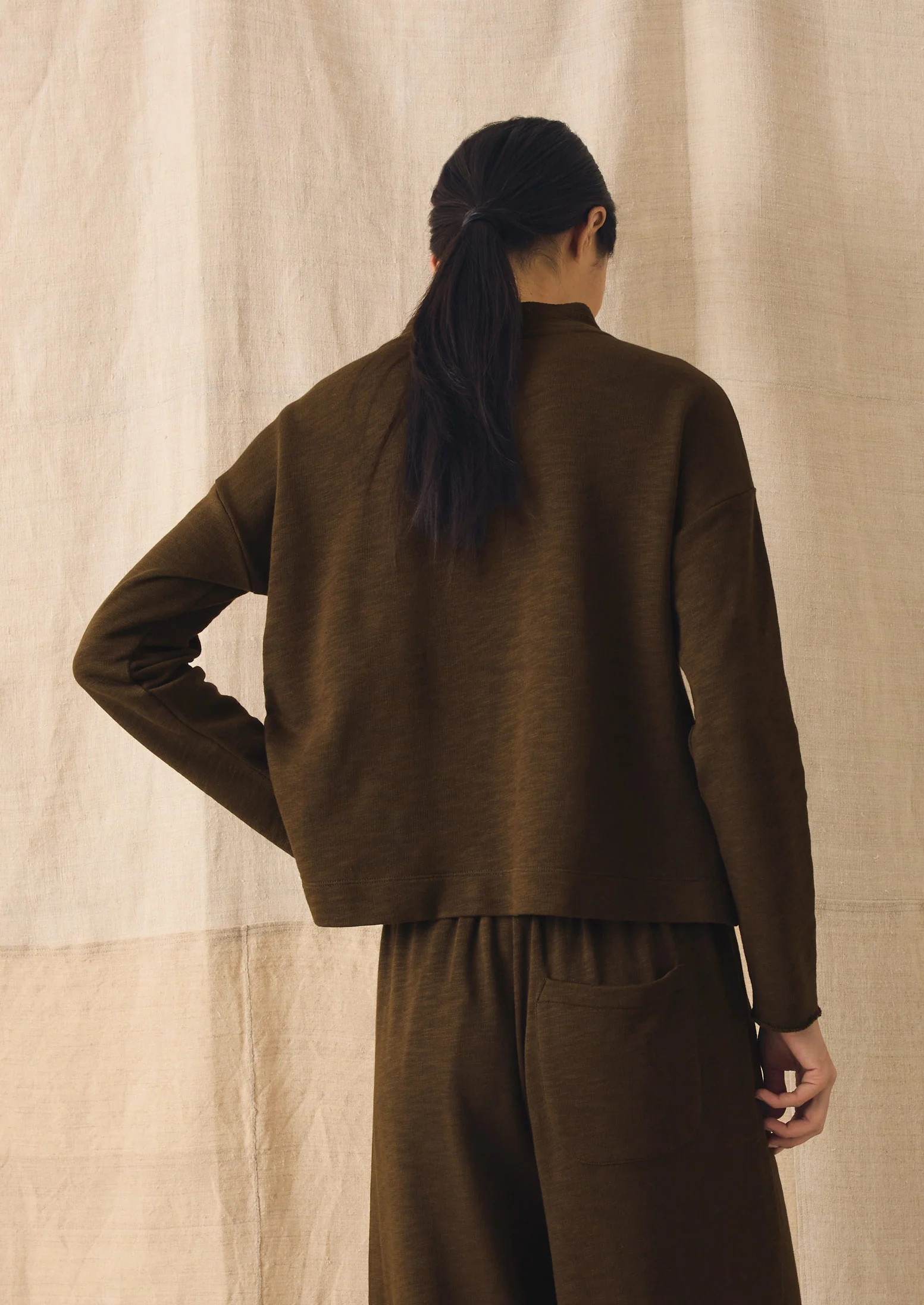 Loopback Jersey Easy Sweater | Dark Olive - Image 4