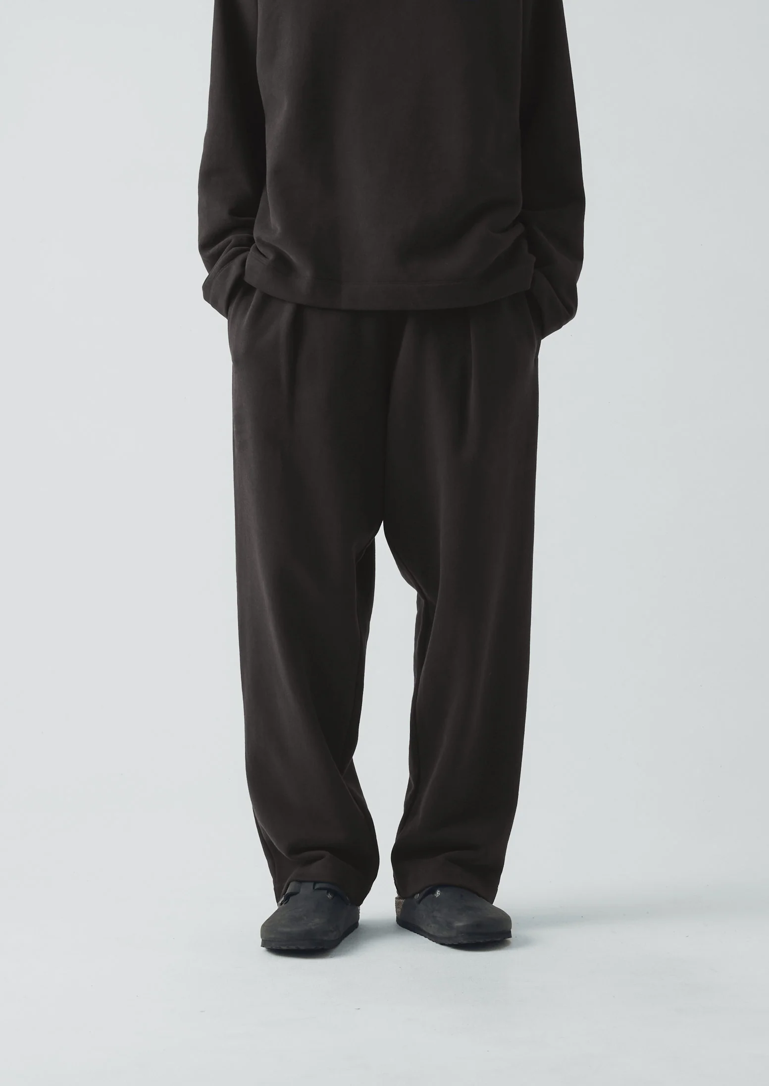 Loopback Jersey Pleated Trousers | Black Pepper - Image 3