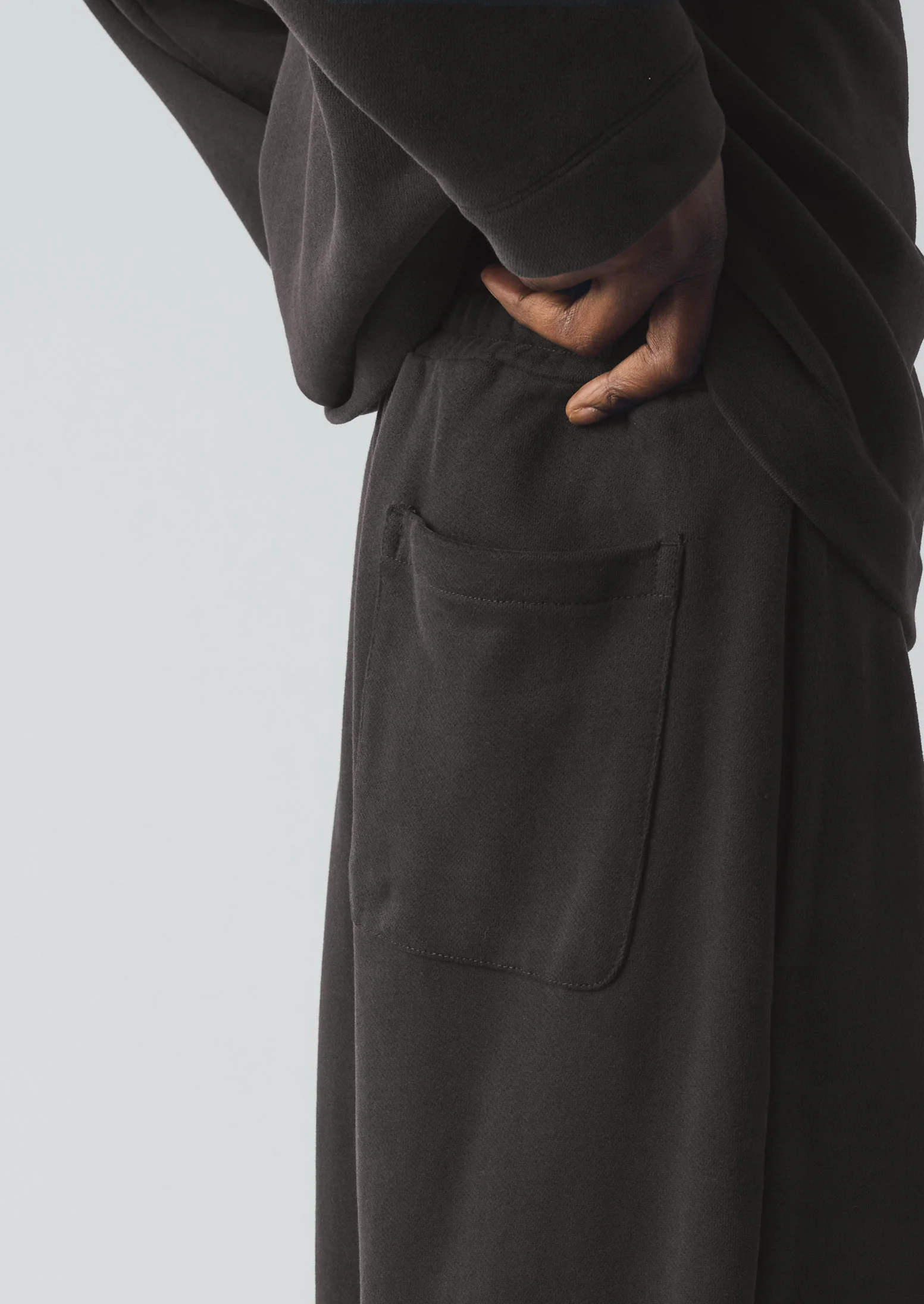 Loopback Jersey Pleated Trousers | Black Pepper - Image 5