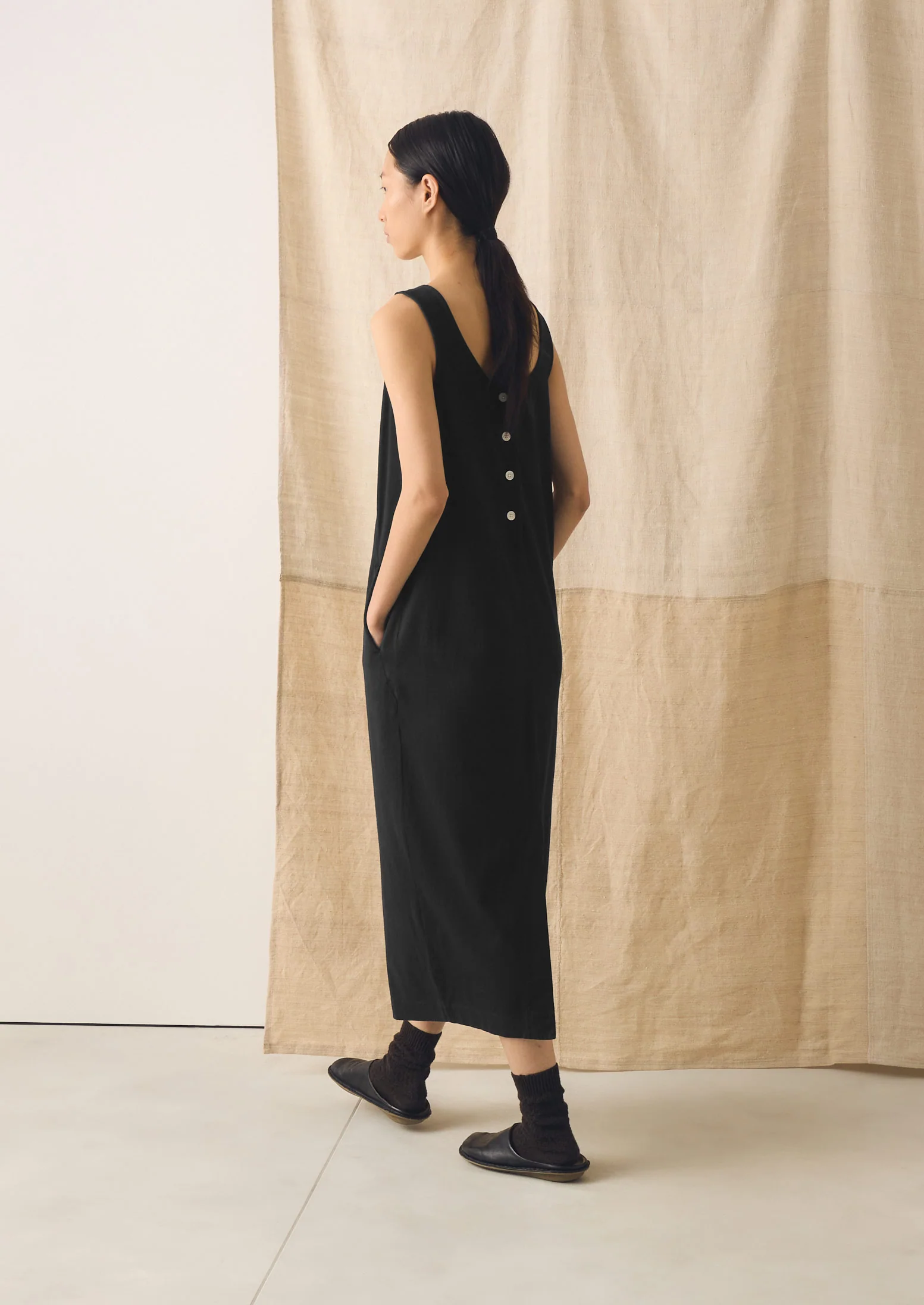 Lydia Jersey Shift Dress | Washed Black - Image 3