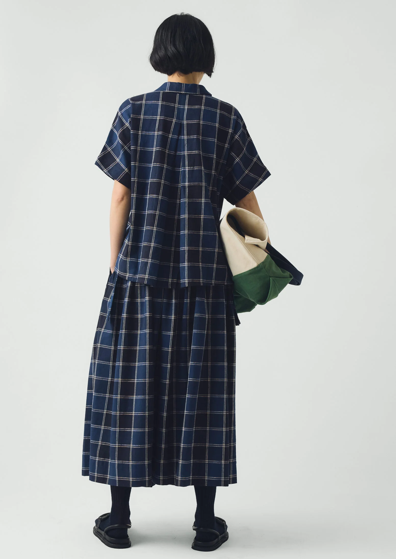 Market Check Cotton Linen Shirt | Denim Blue - Image 5