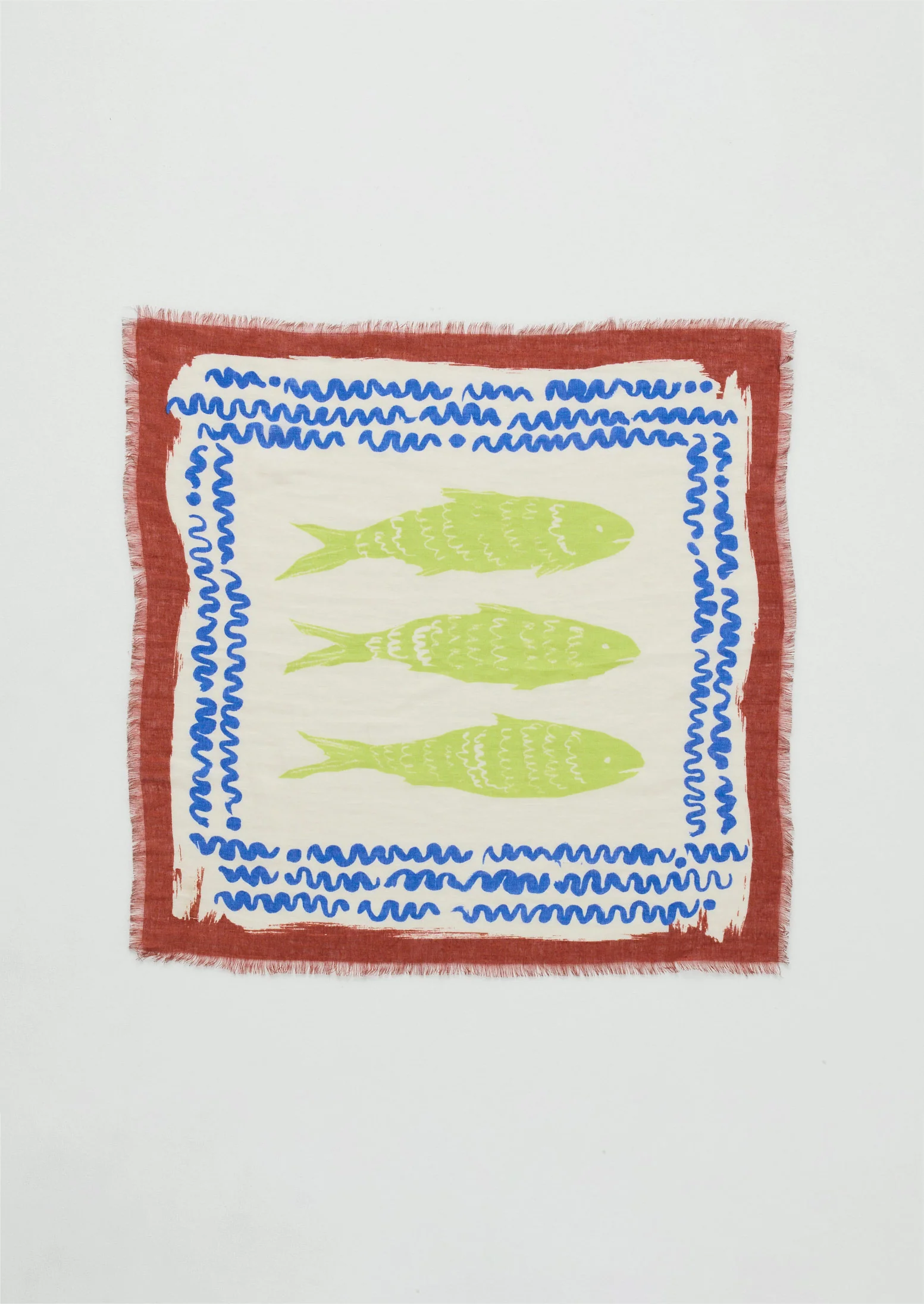 Market Fish Linen Bandana | Ecru