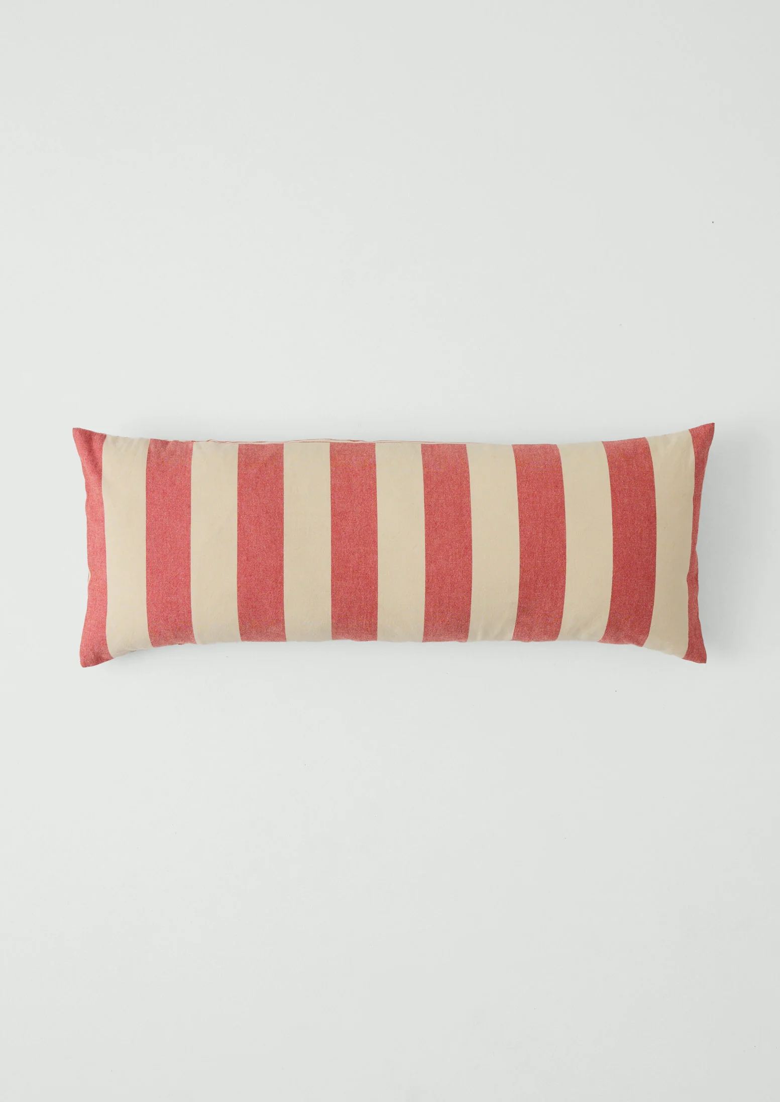 Market Stripe Hand Woven Bolster Cushion | Bright Red/Ecru