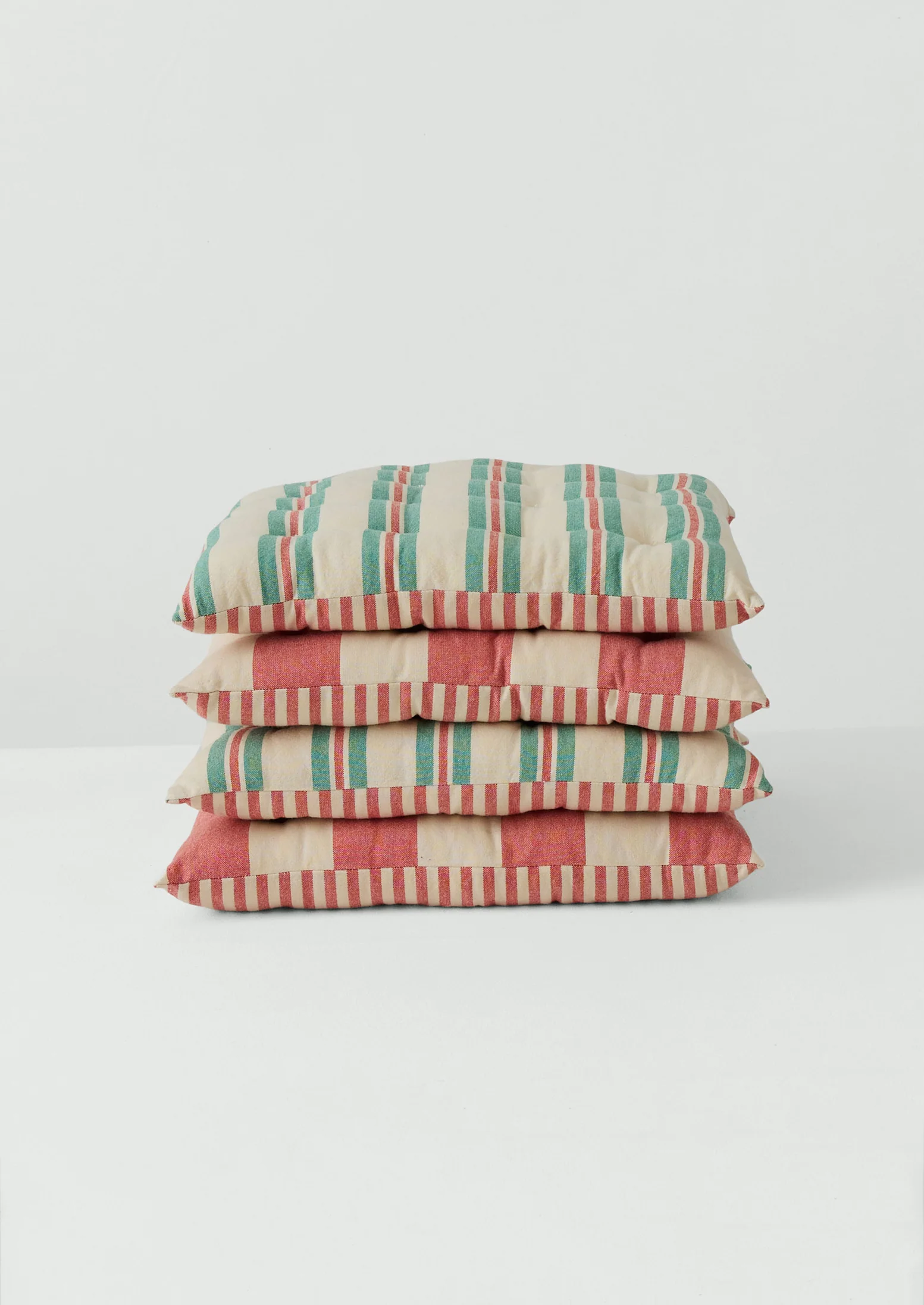 Market Stripe Hand Woven Seat Pad | Bright Red/Ecru - Image 6