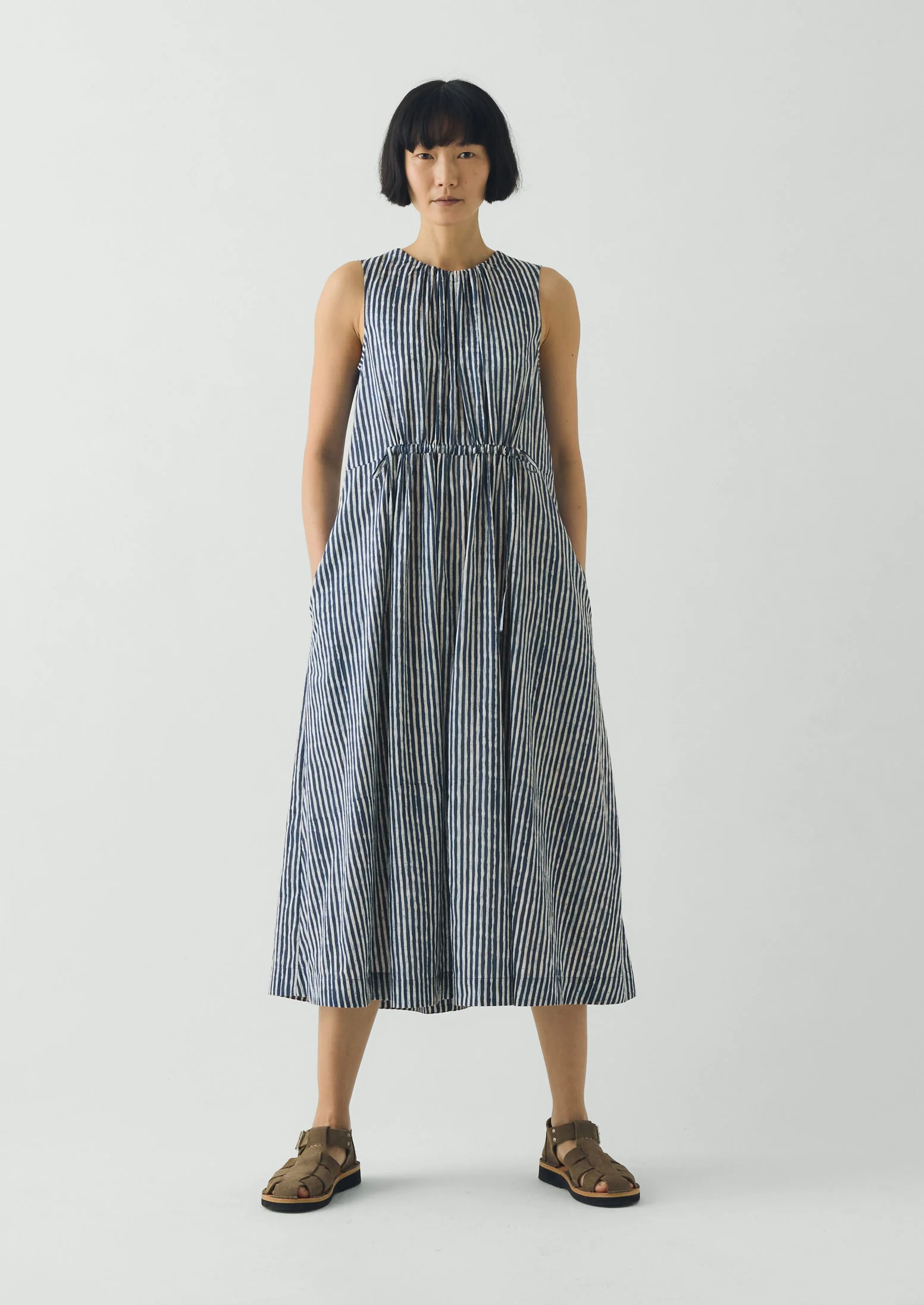 Martha Natural Dye Stripe Cotton Dress | Indigo - Image 2