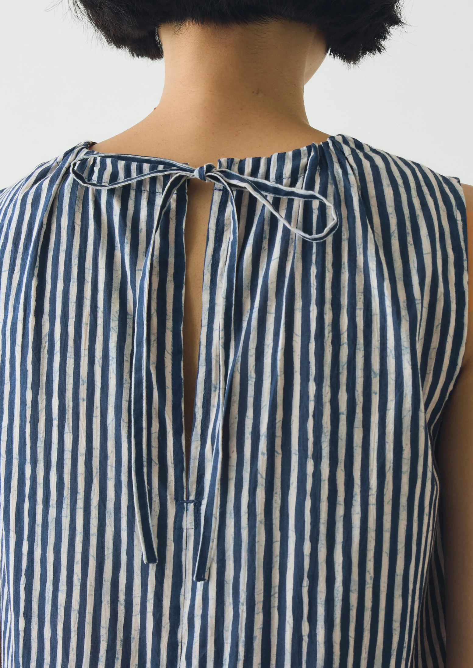 Martha Natural Dye Stripe Cotton Dress | Indigo - Image 3