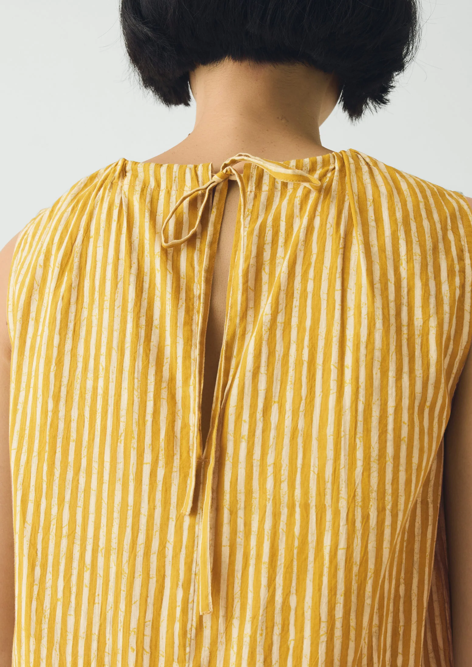 Martha Natural Dye Stripe Cotton Dress | Turmeric - Image 3