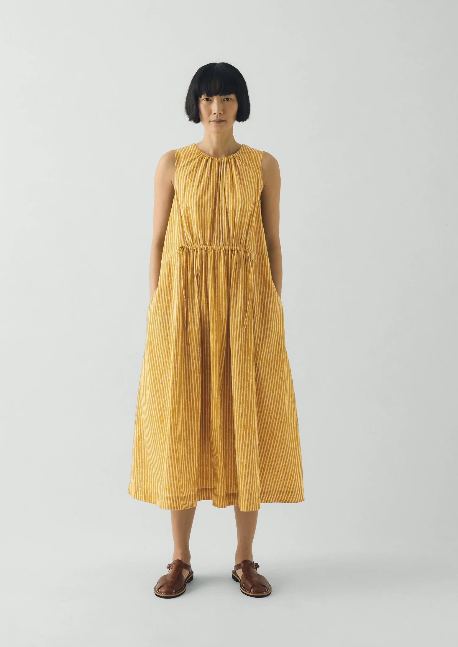Martha Natural Dye Stripe Cotton Dress | Turmeric - Image 4