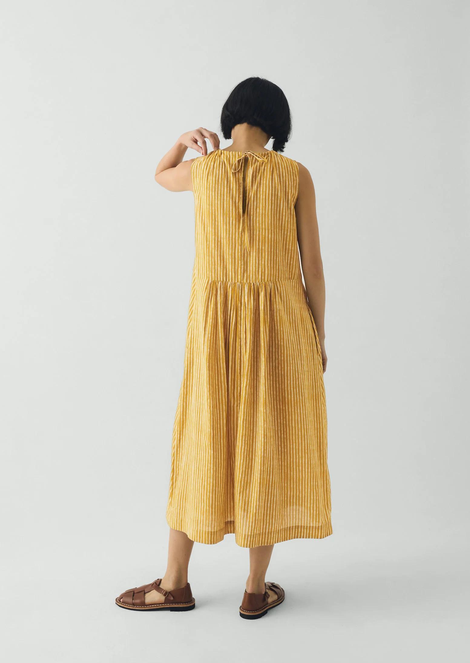 Martha Natural Dye Stripe Cotton Dress | Turmeric - Image 5