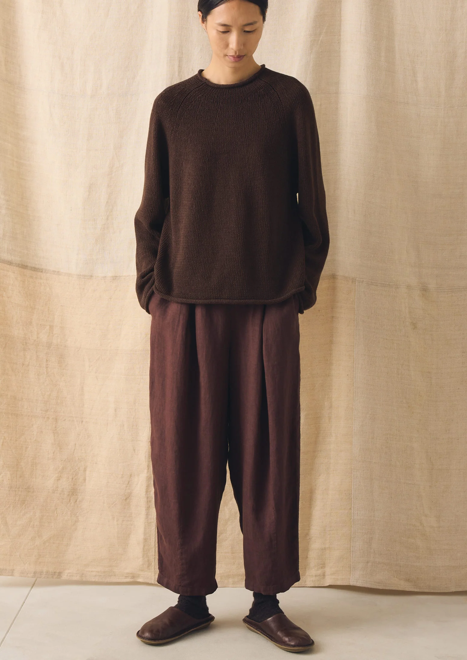 Minako Garment Dyed Linen Trousers | Fig - Image 2
