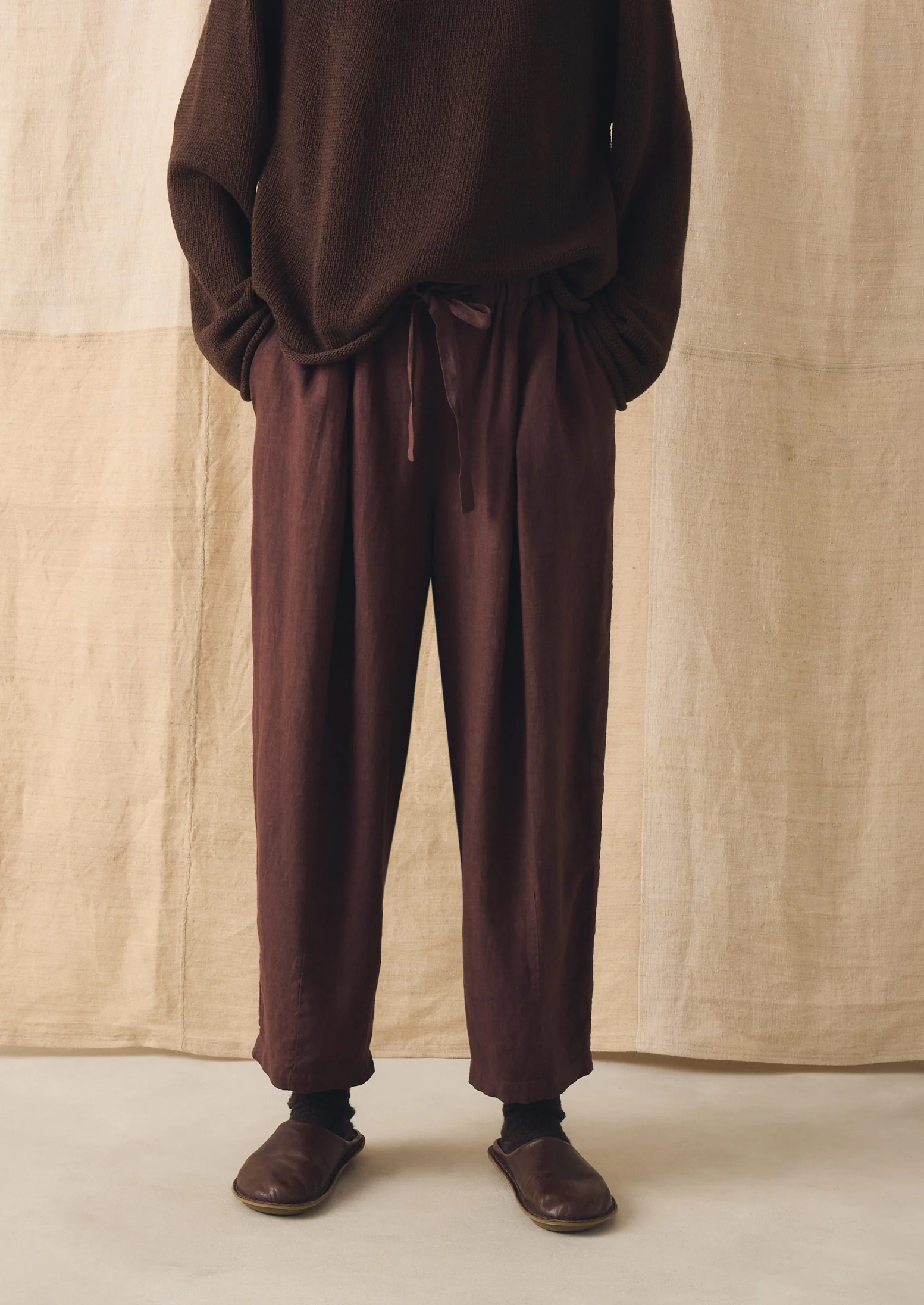 Minako Garment Dyed Linen Trousers | Fig - Image 3