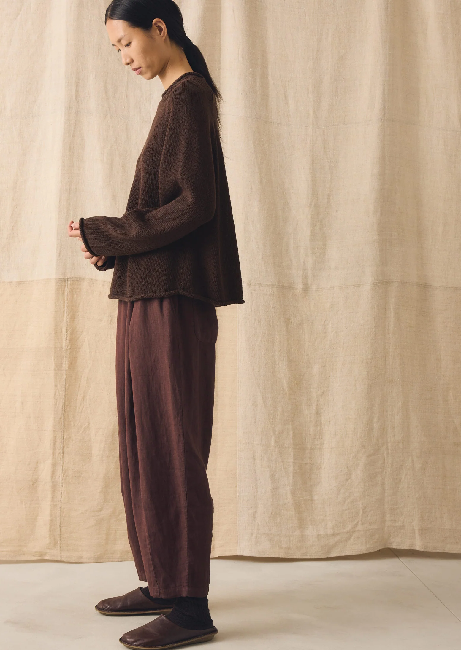 Minako Garment Dyed Linen Trousers | Fig - Image 4