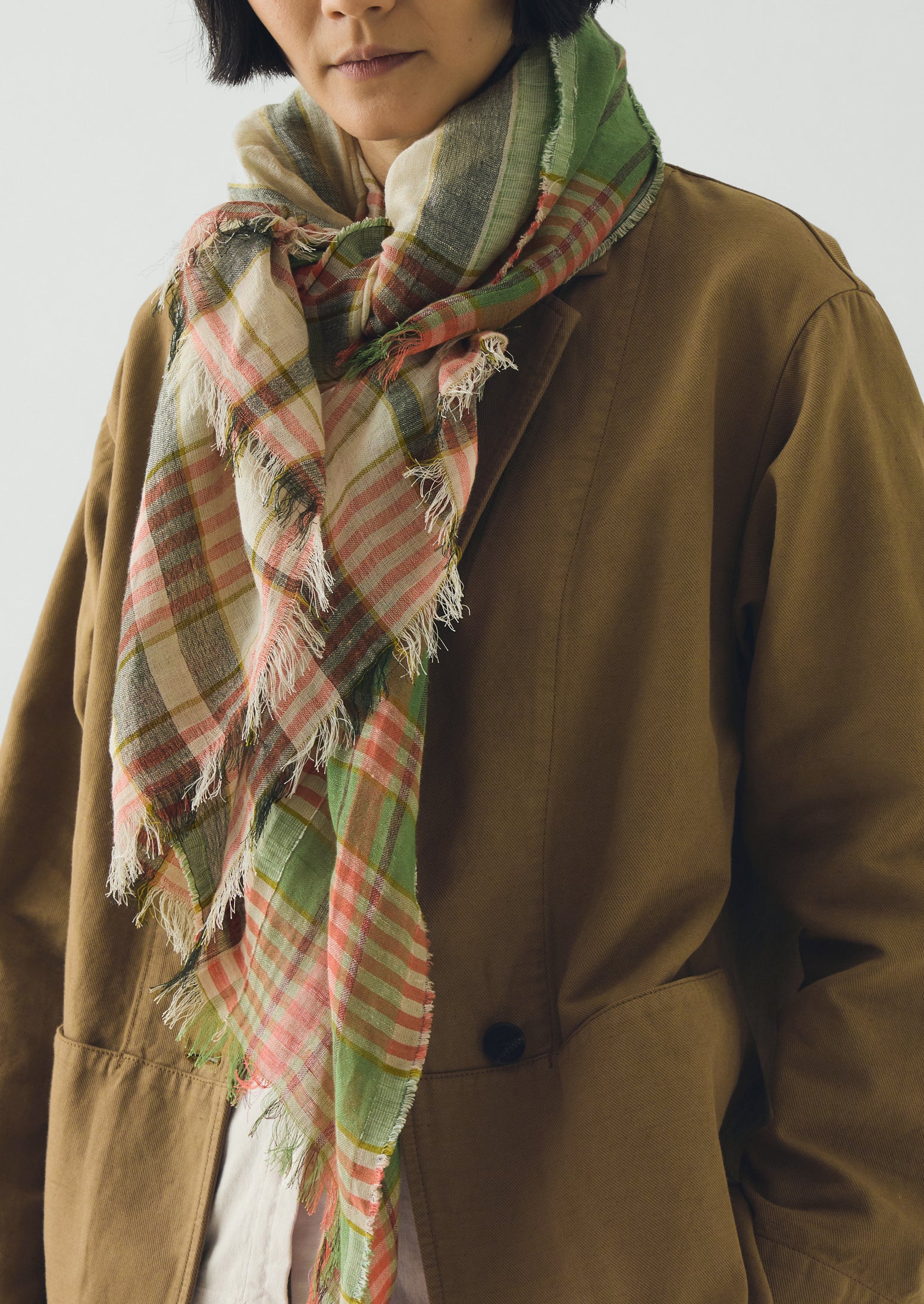 Mixed Stripe Scarf | Avocado Rind/Jade - Image 2