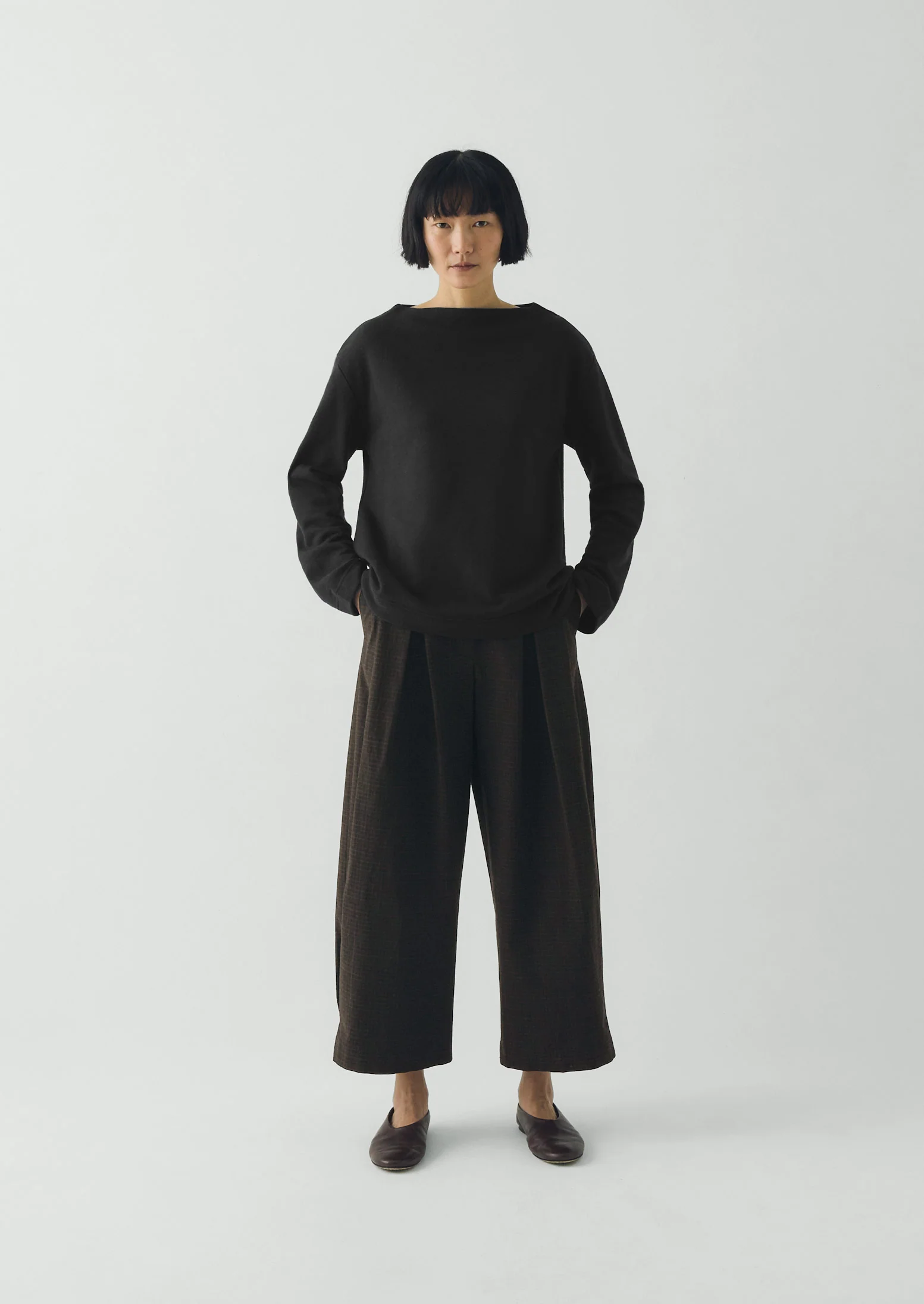 Mock Neck Cotton Hemp Sweater | Dark Charcoal - Image 2