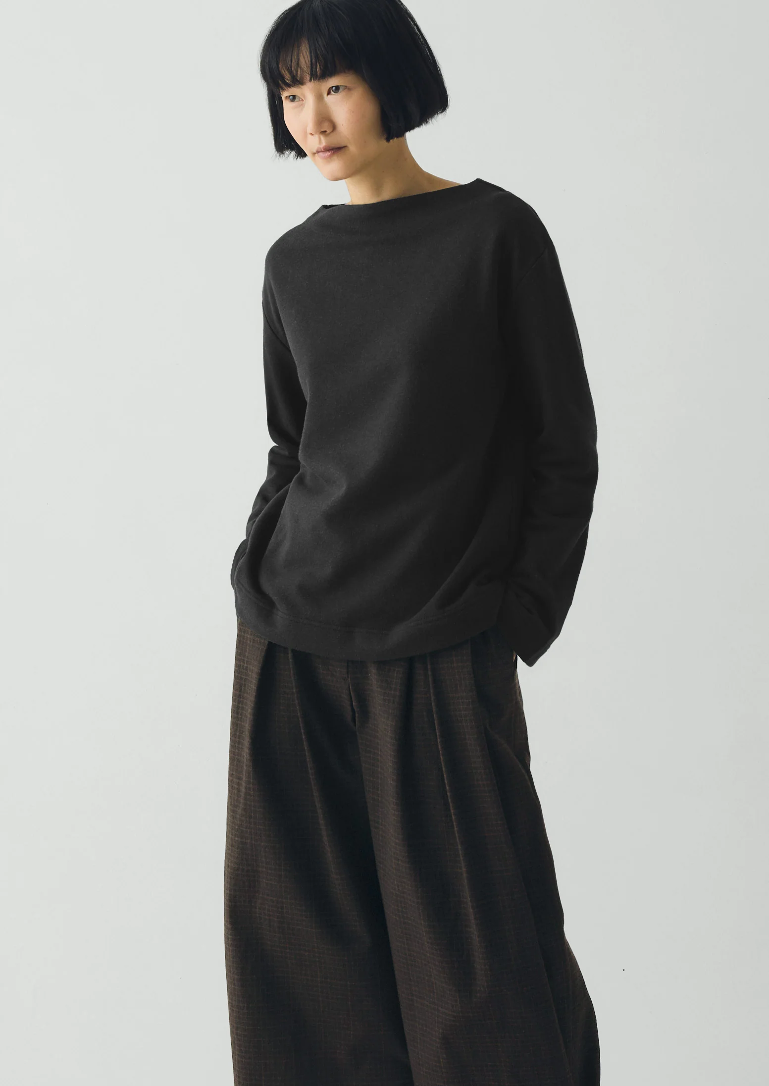 Mock Neck Cotton Hemp Sweater | Dark Charcoal - Image 3