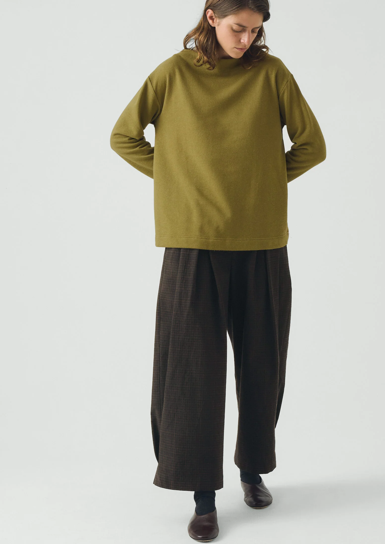 Mock Neck Cotton Hemp Sweater | Warm Olive - Image 2