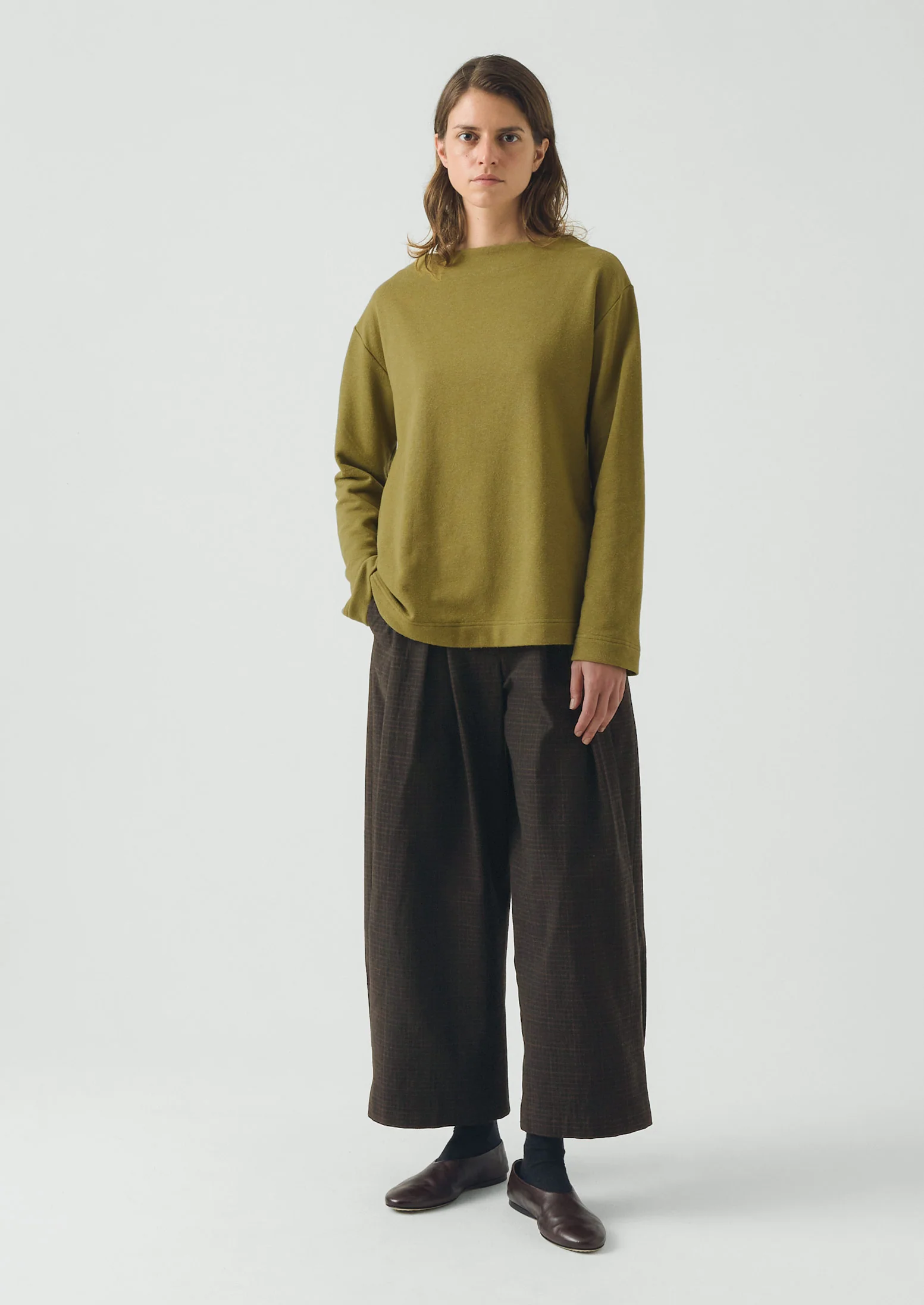 Mock Neck Cotton Hemp Sweater | Warm Olive - Image 3