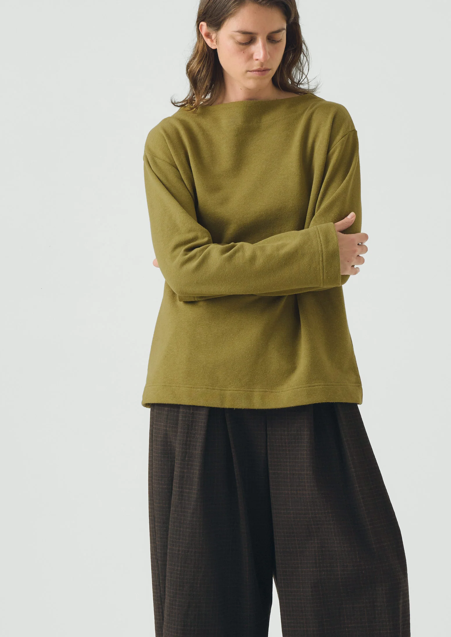 Mock Neck Cotton Hemp Sweater | Warm Olive - Image 4