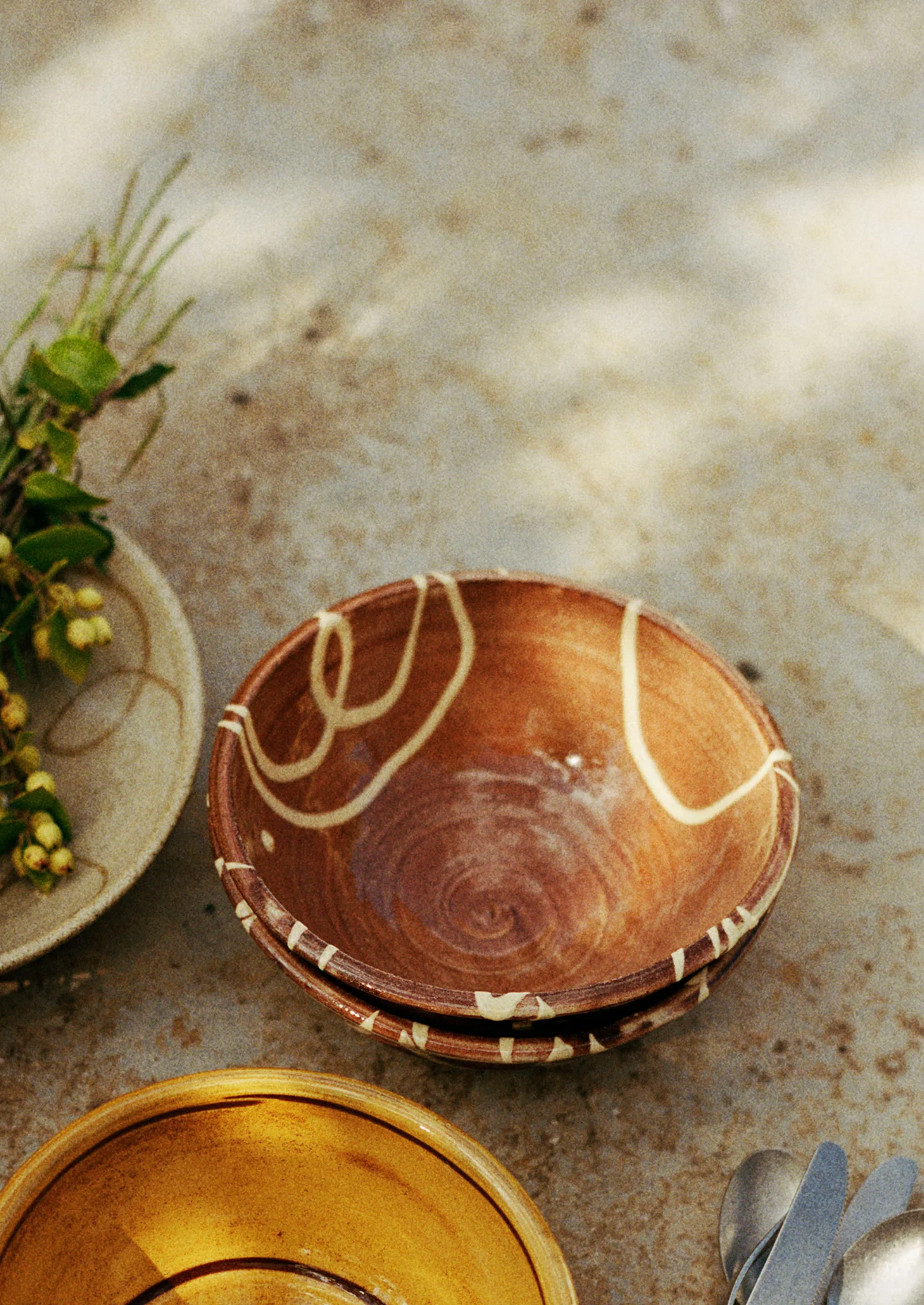 Mollie Milton Slipware Bowl | Terracotta/Cream - Image 3