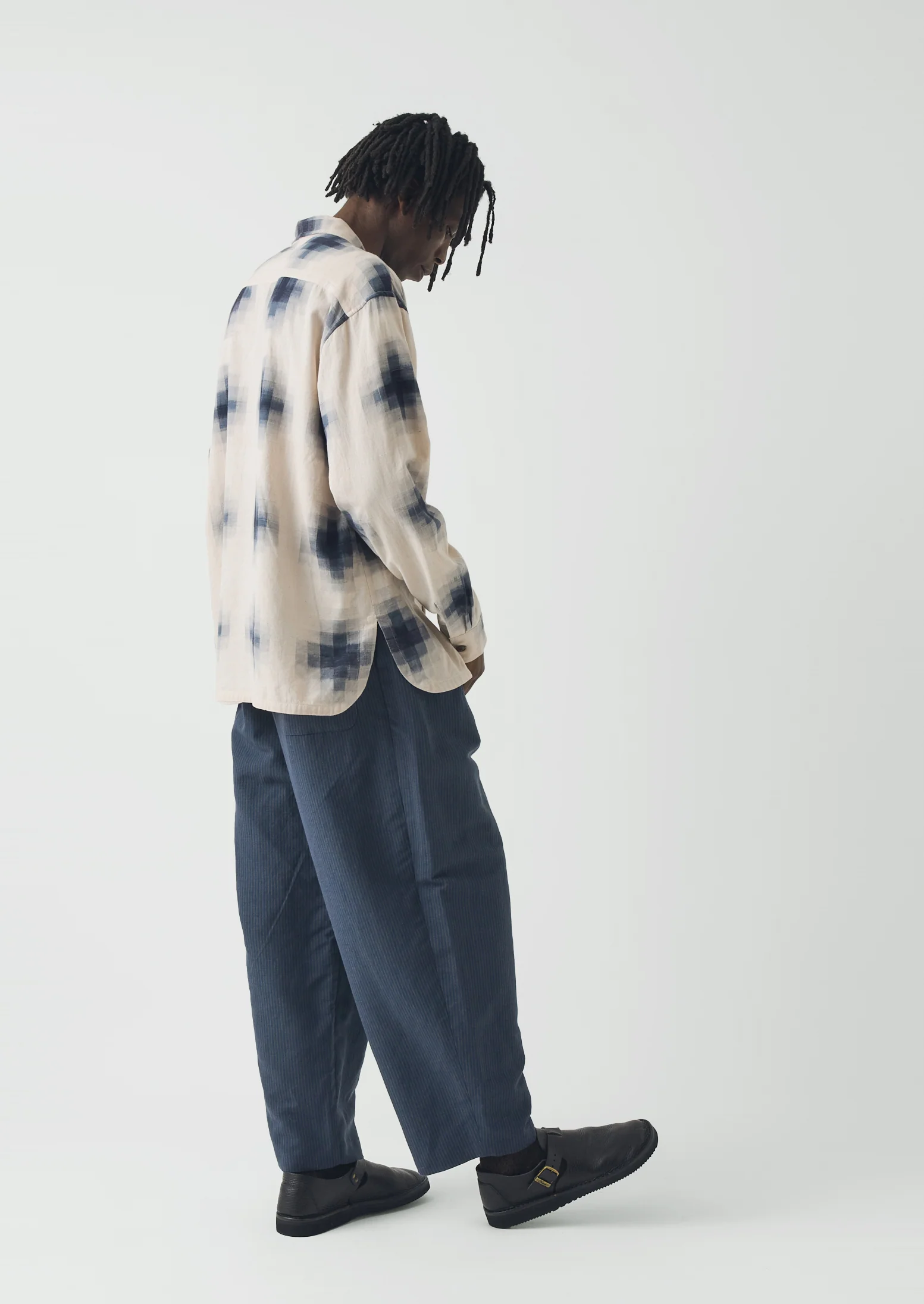 Mosaic Cotton Ikat Shirt | Slate/Putty - Image 4