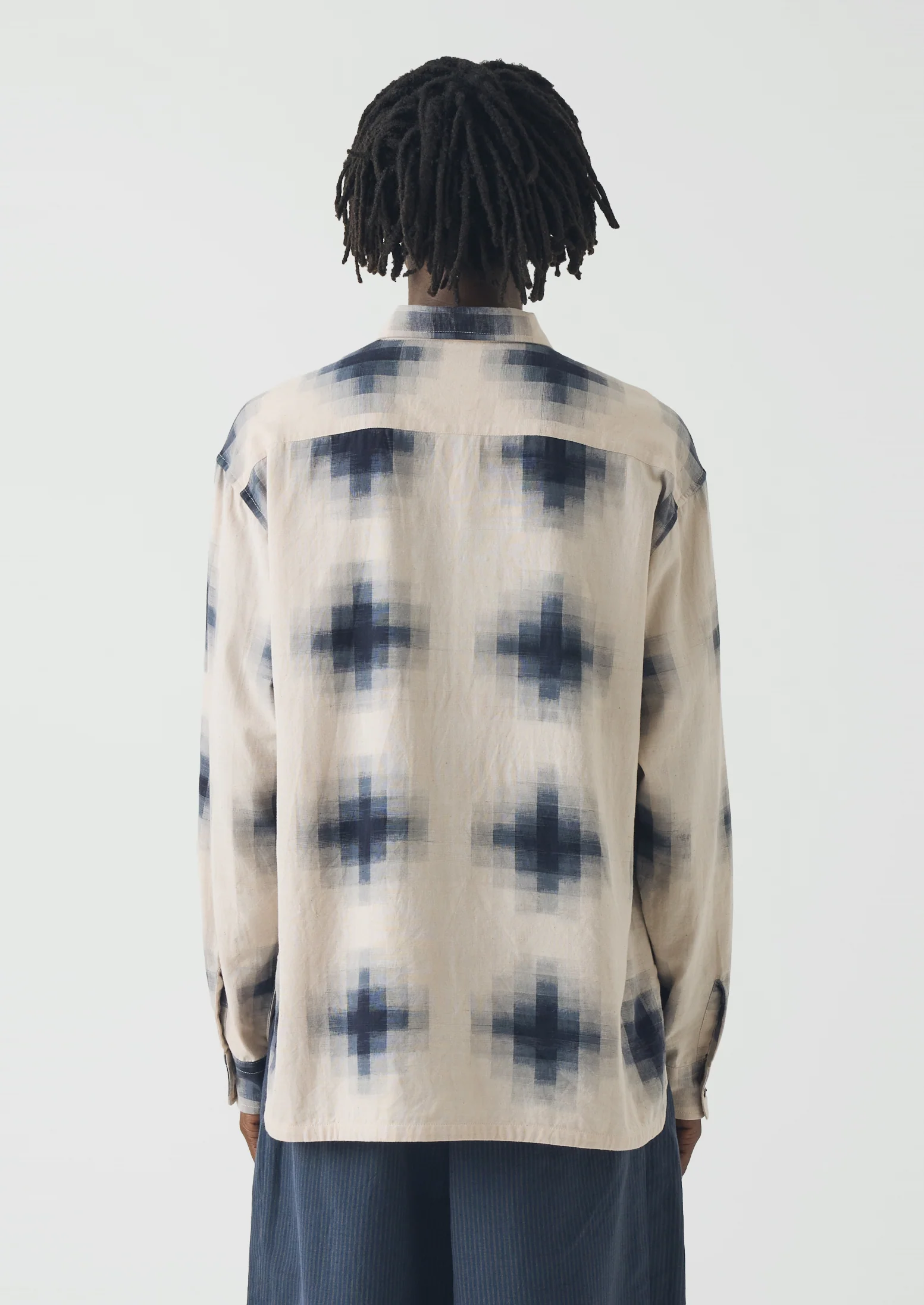 Mosaic Cotton Ikat Shirt | Slate/Putty - Image 6
