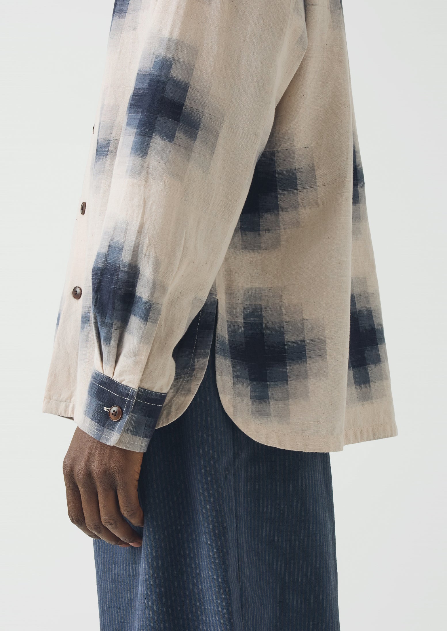 Mosaic Cotton Ikat Shirt | Slate/Putty - Image 7