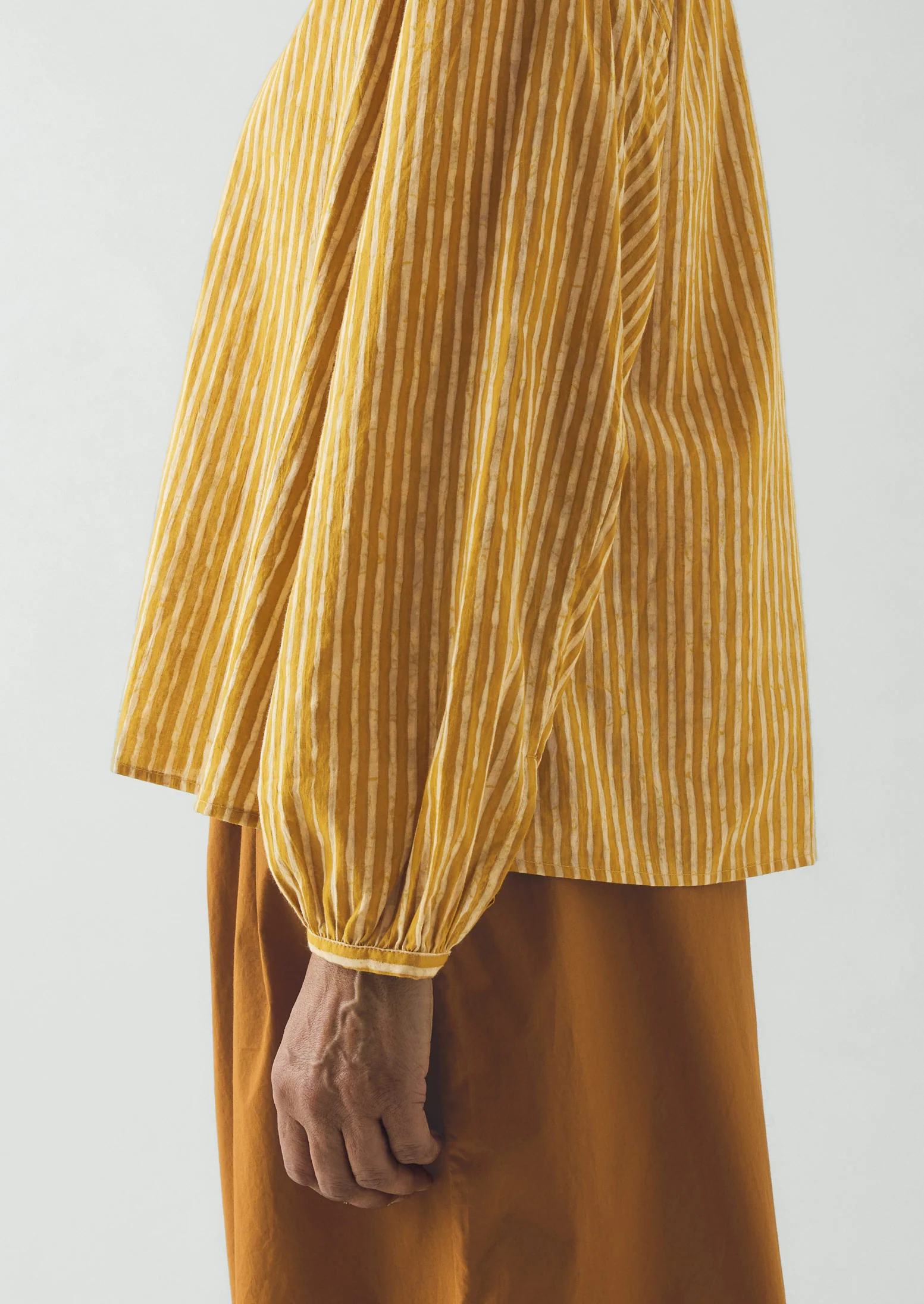 Natural Dye Stripe Cotton Gathered Top | Tumeric - Image 6