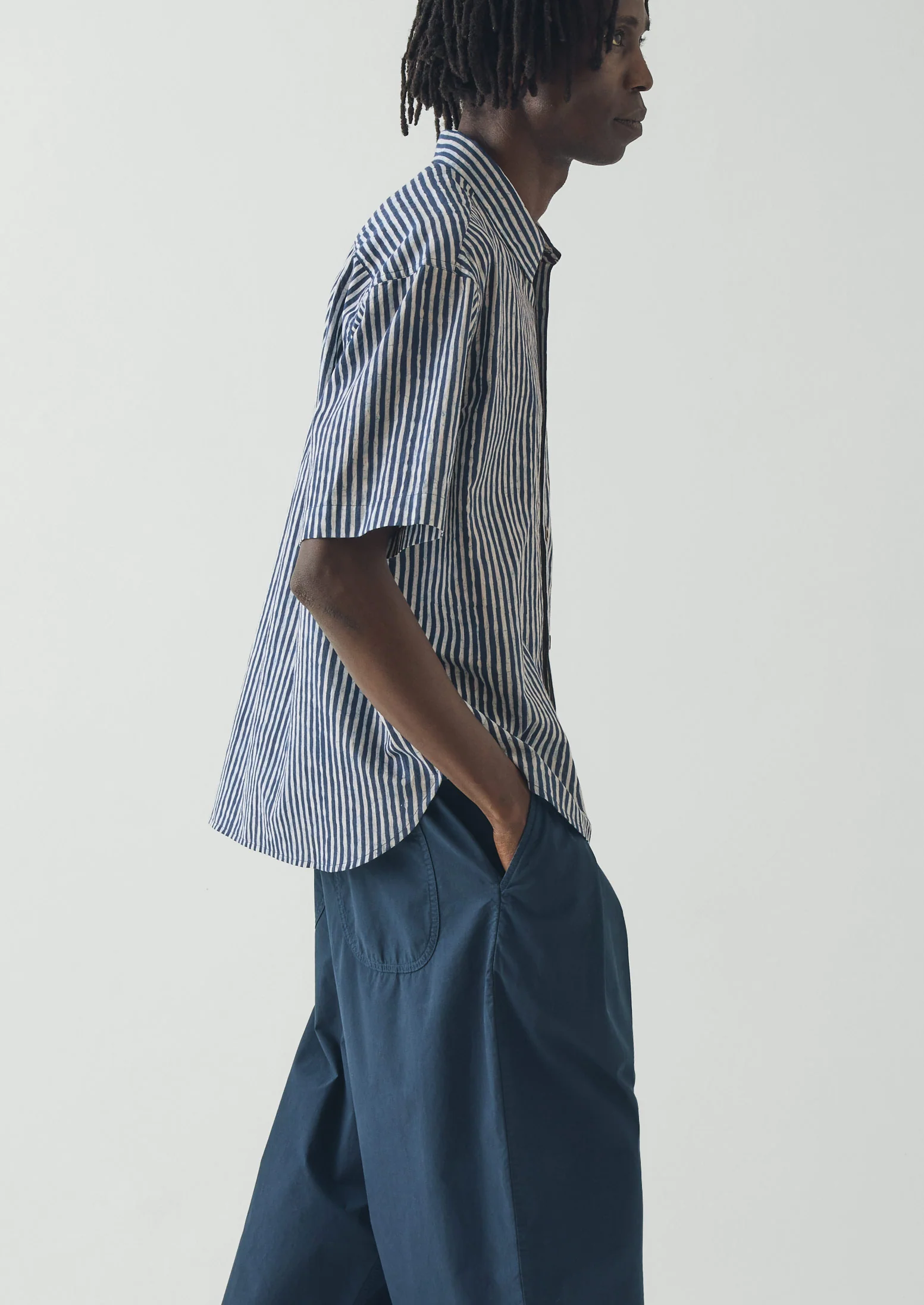 Natural Dye Stripe Cotton Shirt | Indigo - Image 3