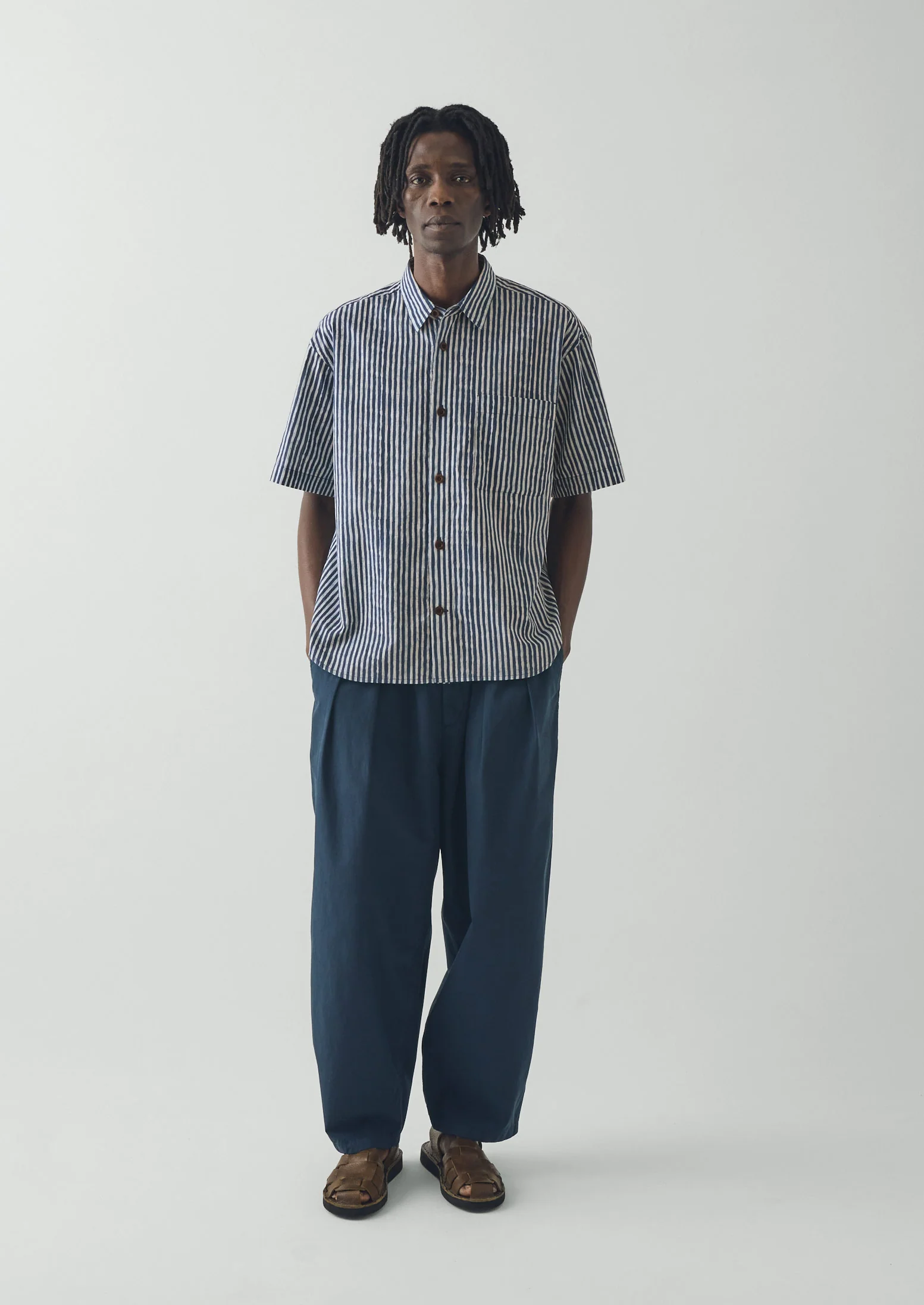 Natural Dye Stripe Cotton Shirt | Indigo - Image 4