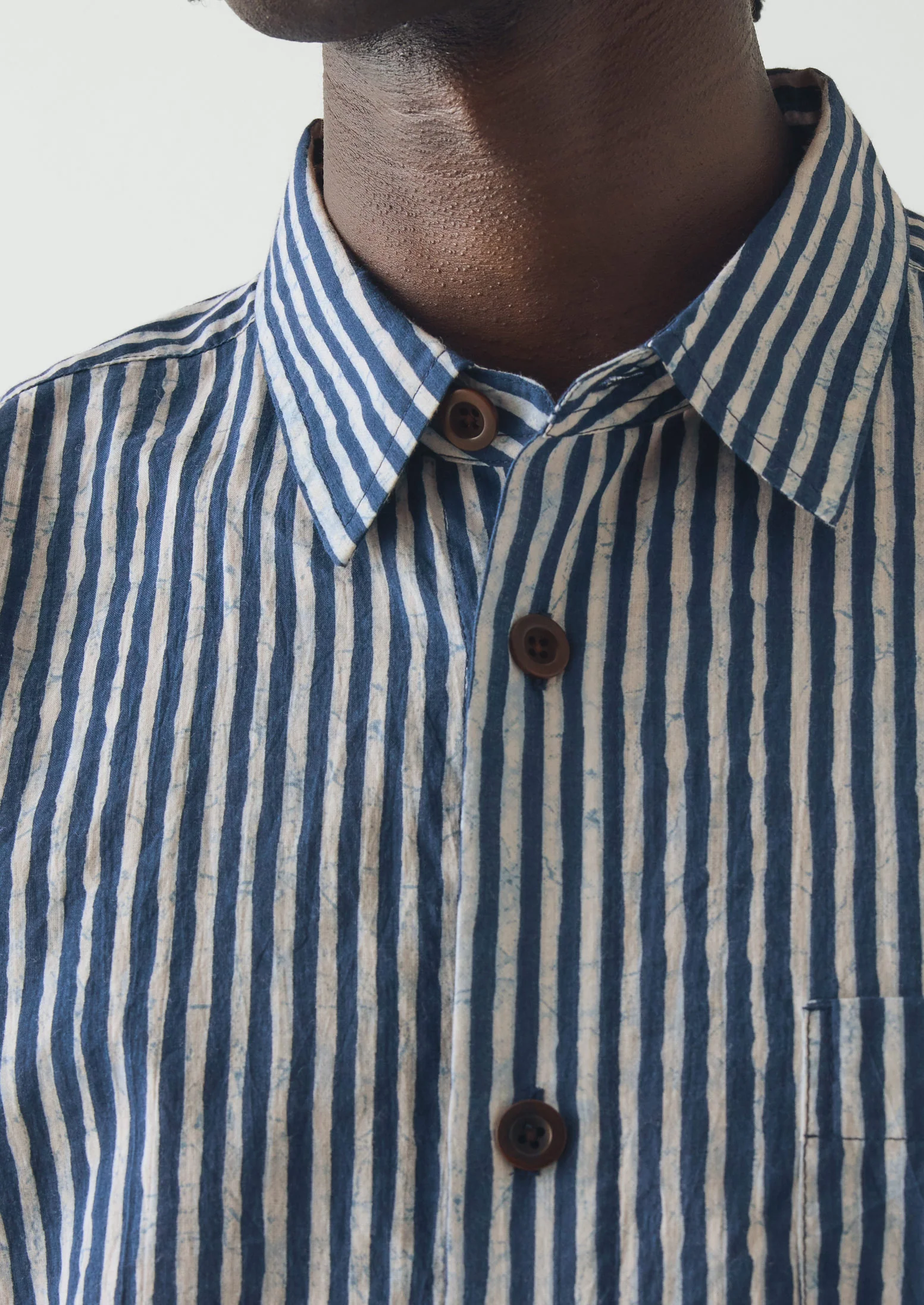 Natural Dye Stripe Cotton Shirt | Indigo - Image 5