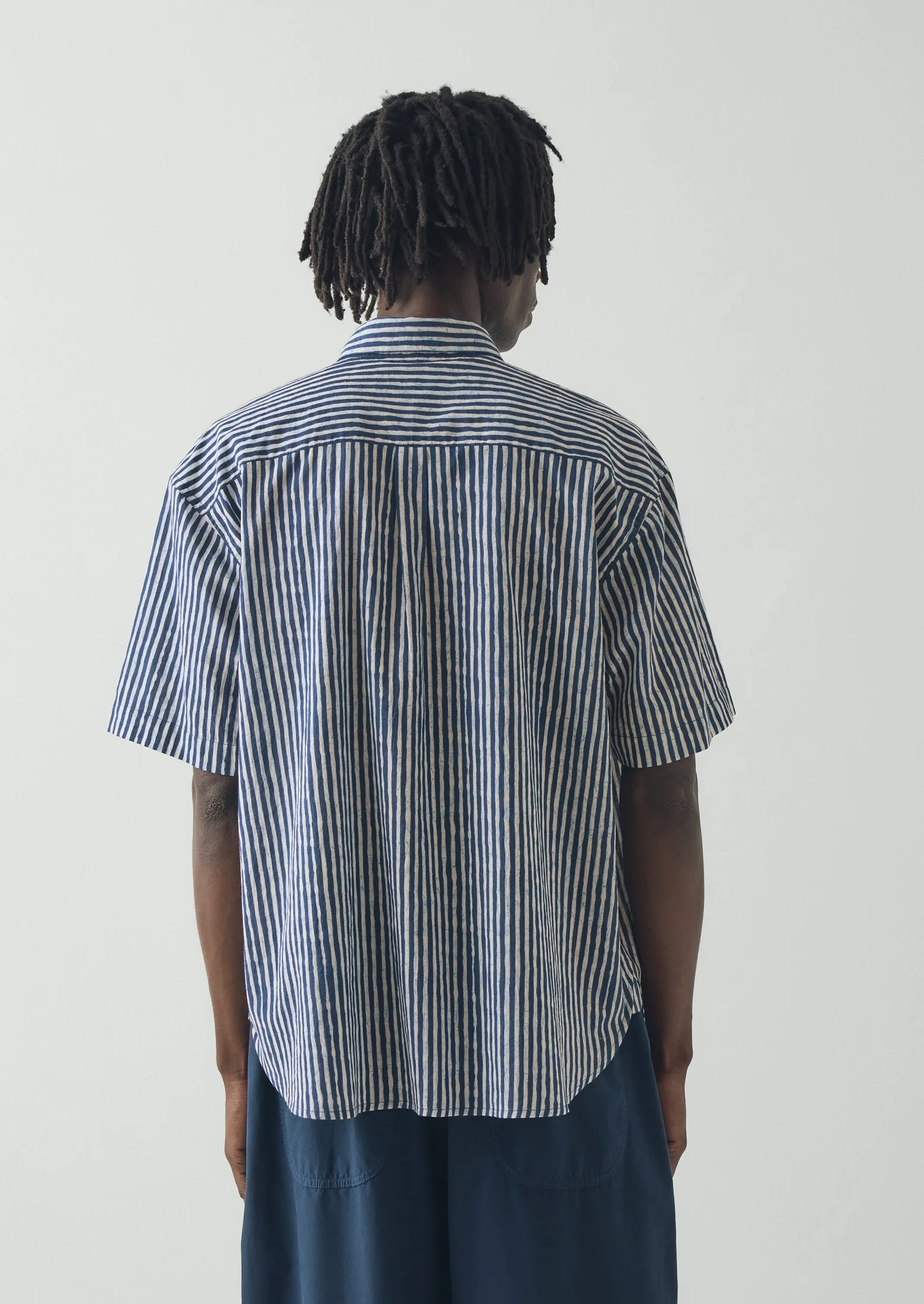Natural Dye Stripe Cotton Shirt | Indigo - Image 6
