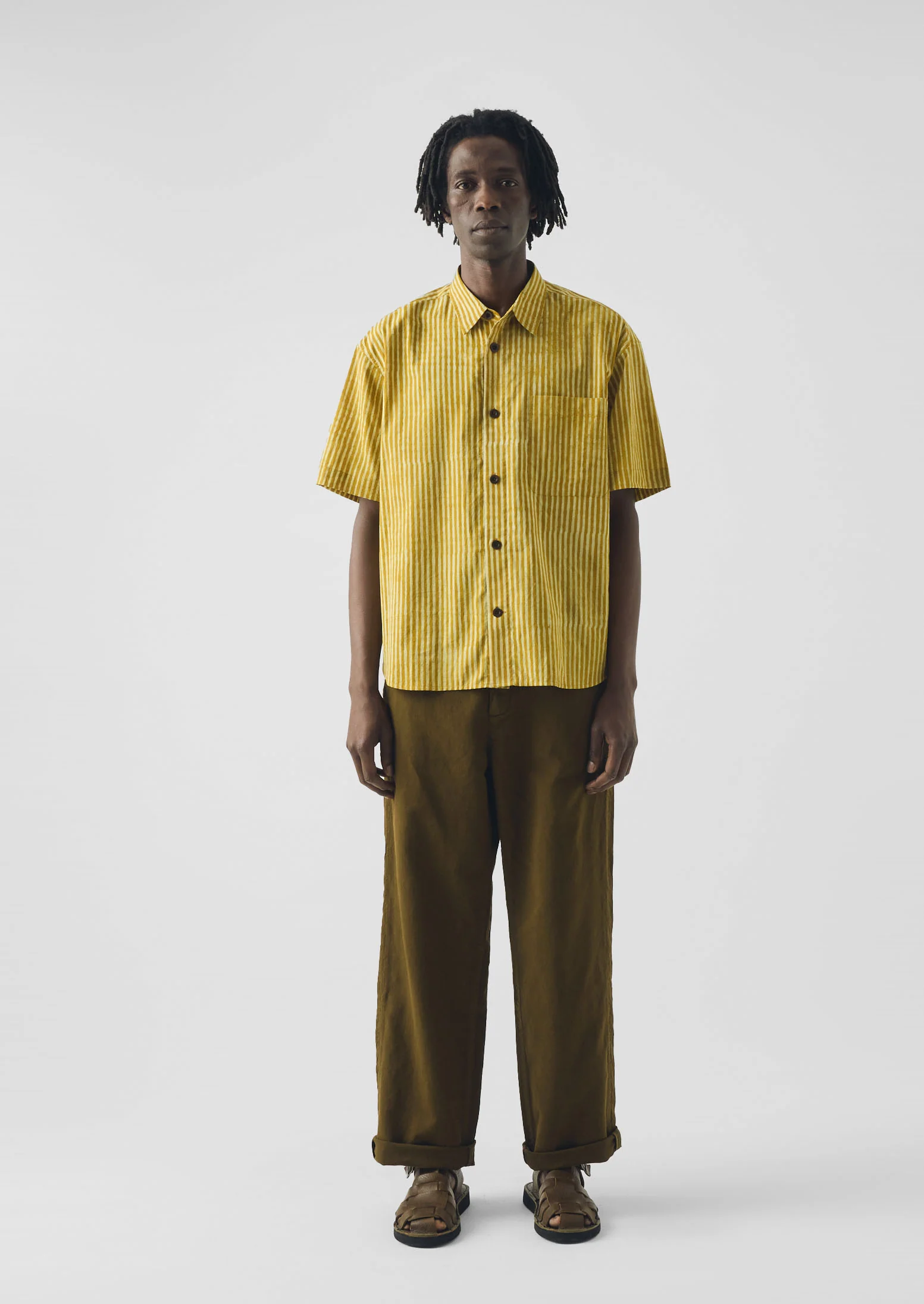 Natural Dye Stripe Cotton Shirt | Turmeric - Image 2