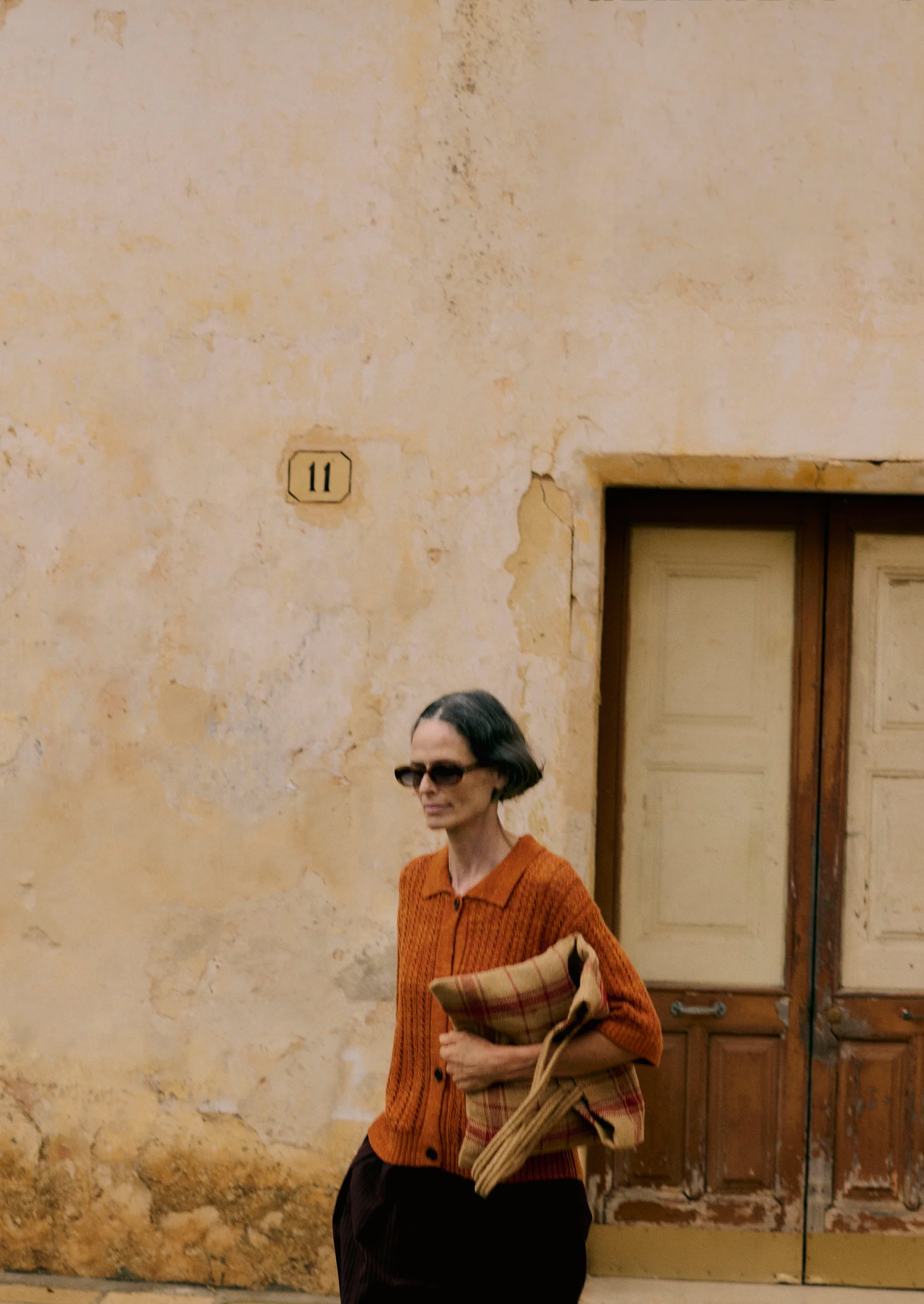 Open Stitch Knitted Linen Cotton Polo | Amber - Image 7