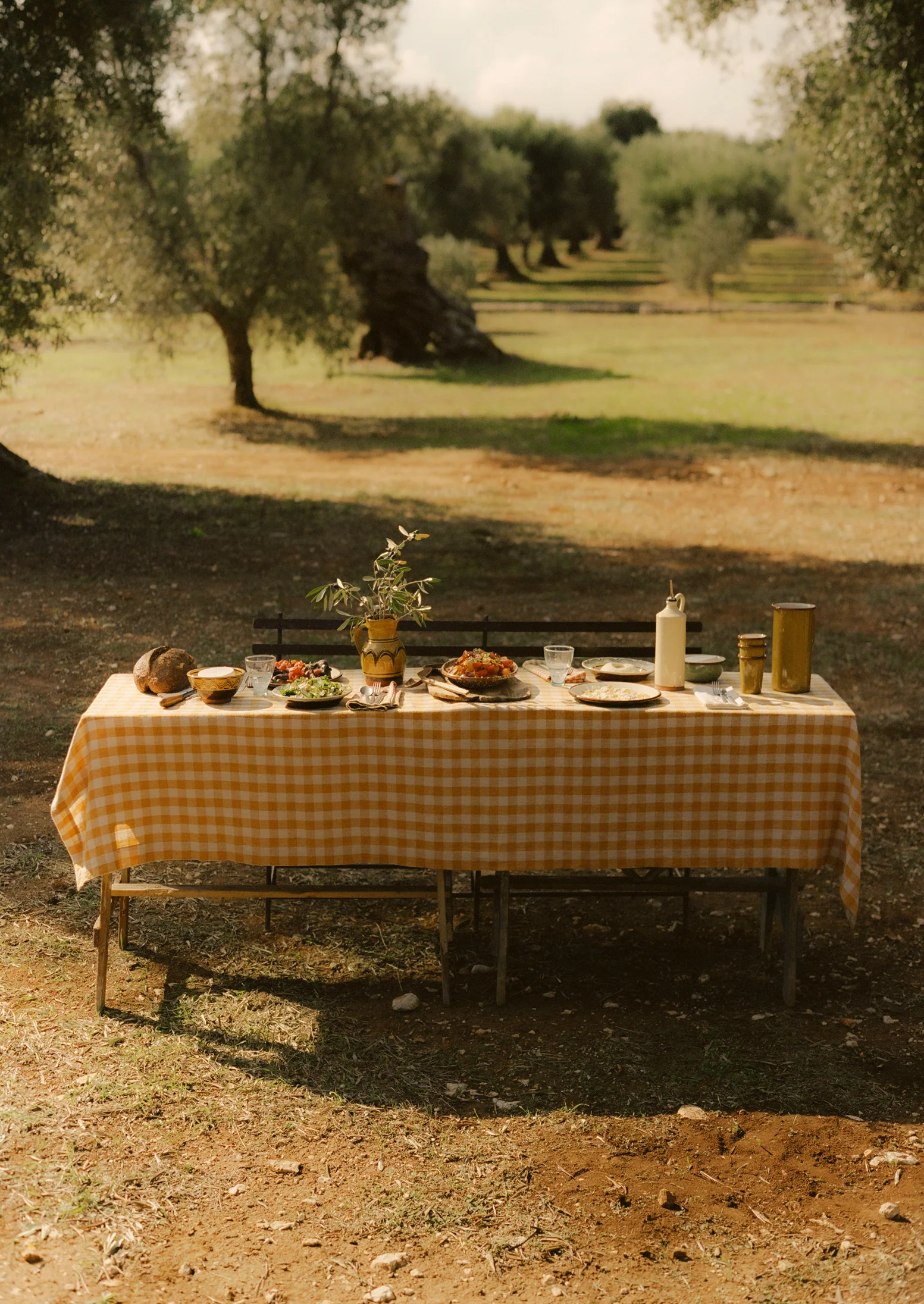 Orchard Check Linen Cotton Tablecloth | Mist/Cider - Image 2