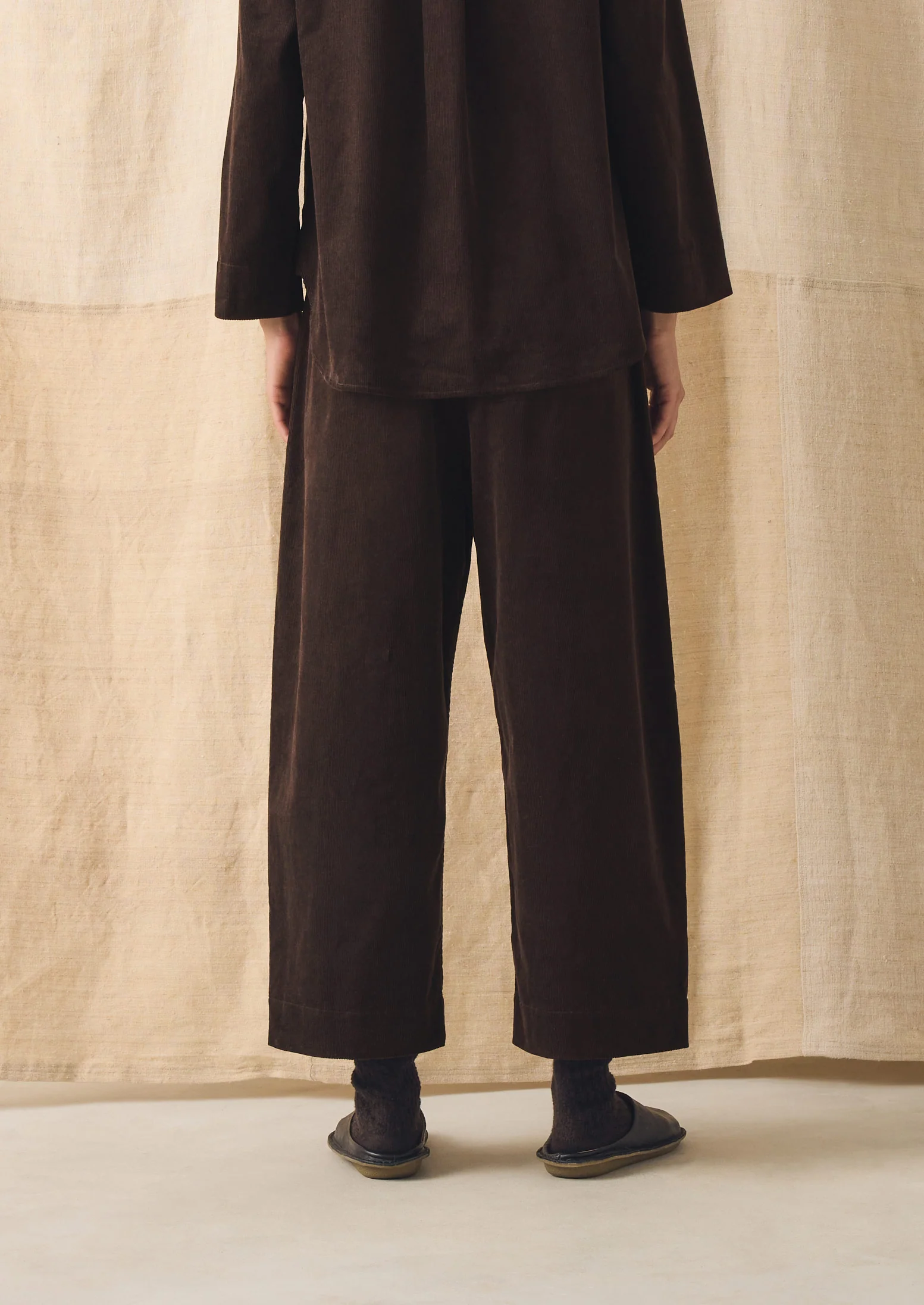 Organic Cord Barrel Leg Trousers | Bitter Chocolate - Image 3