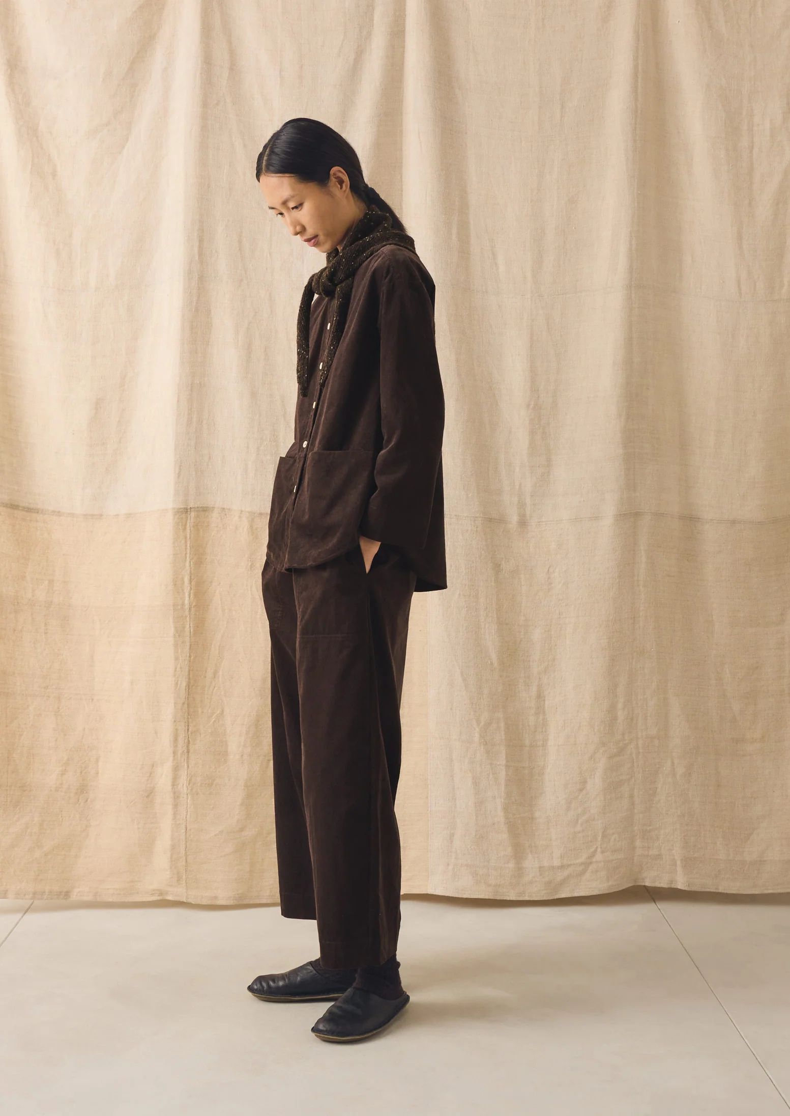 Organic Cord Barrel Leg Trousers | Bitter Chocolate - Image 4