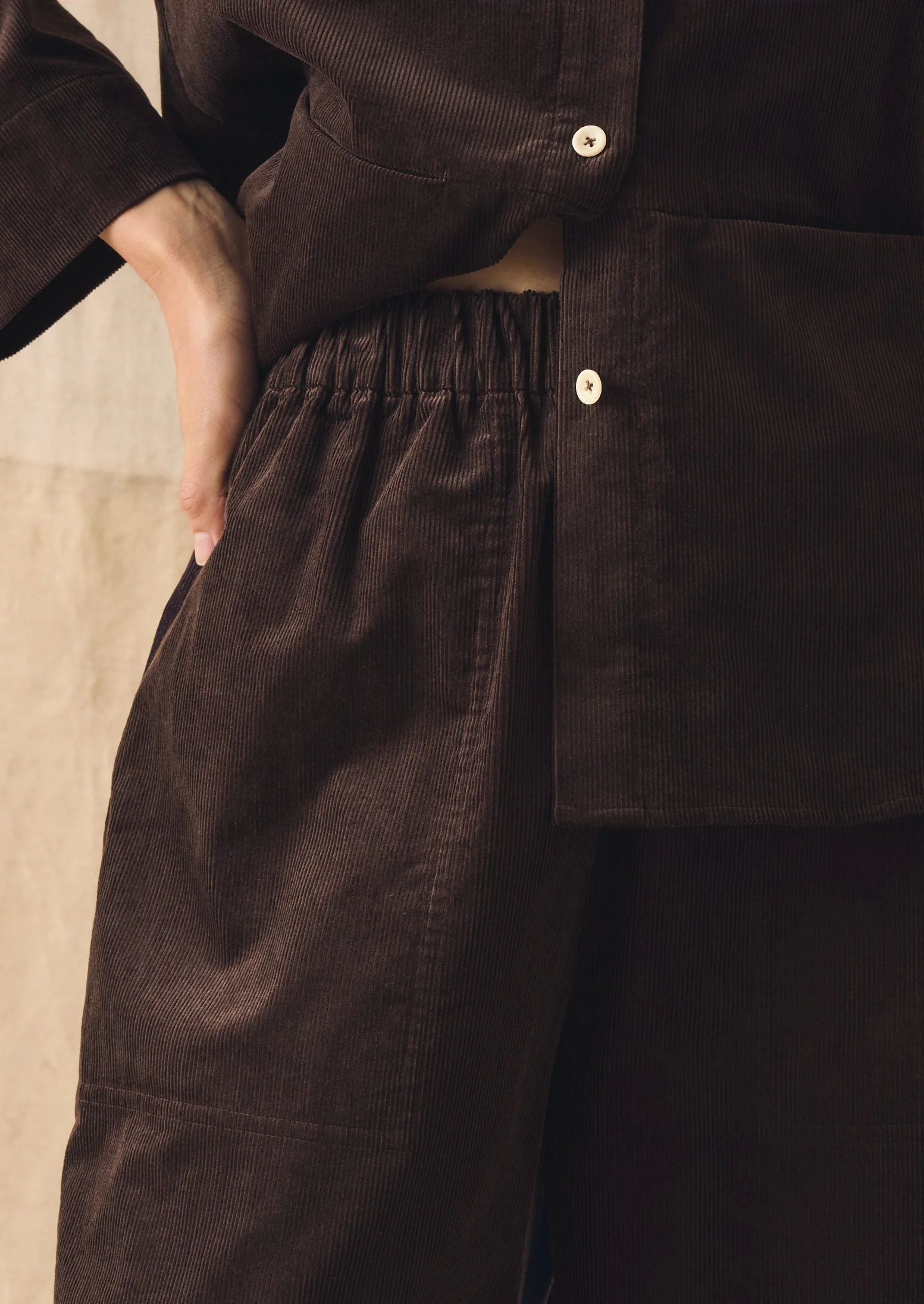 Organic Cord Barrel Leg Trousers | Bitter Chocolate - Image 5