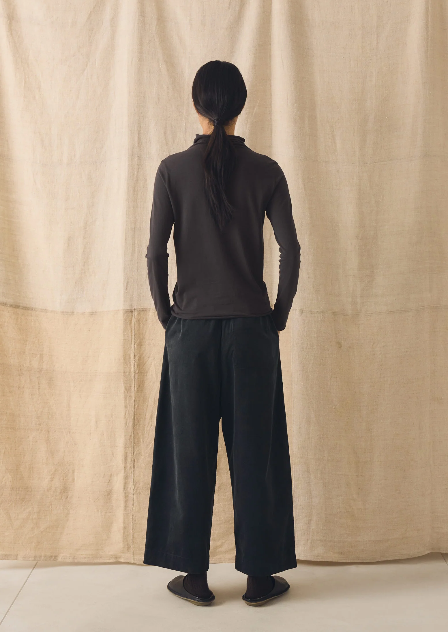 Organic Cord Barrel Leg Trousers | Charcoal - Image 5