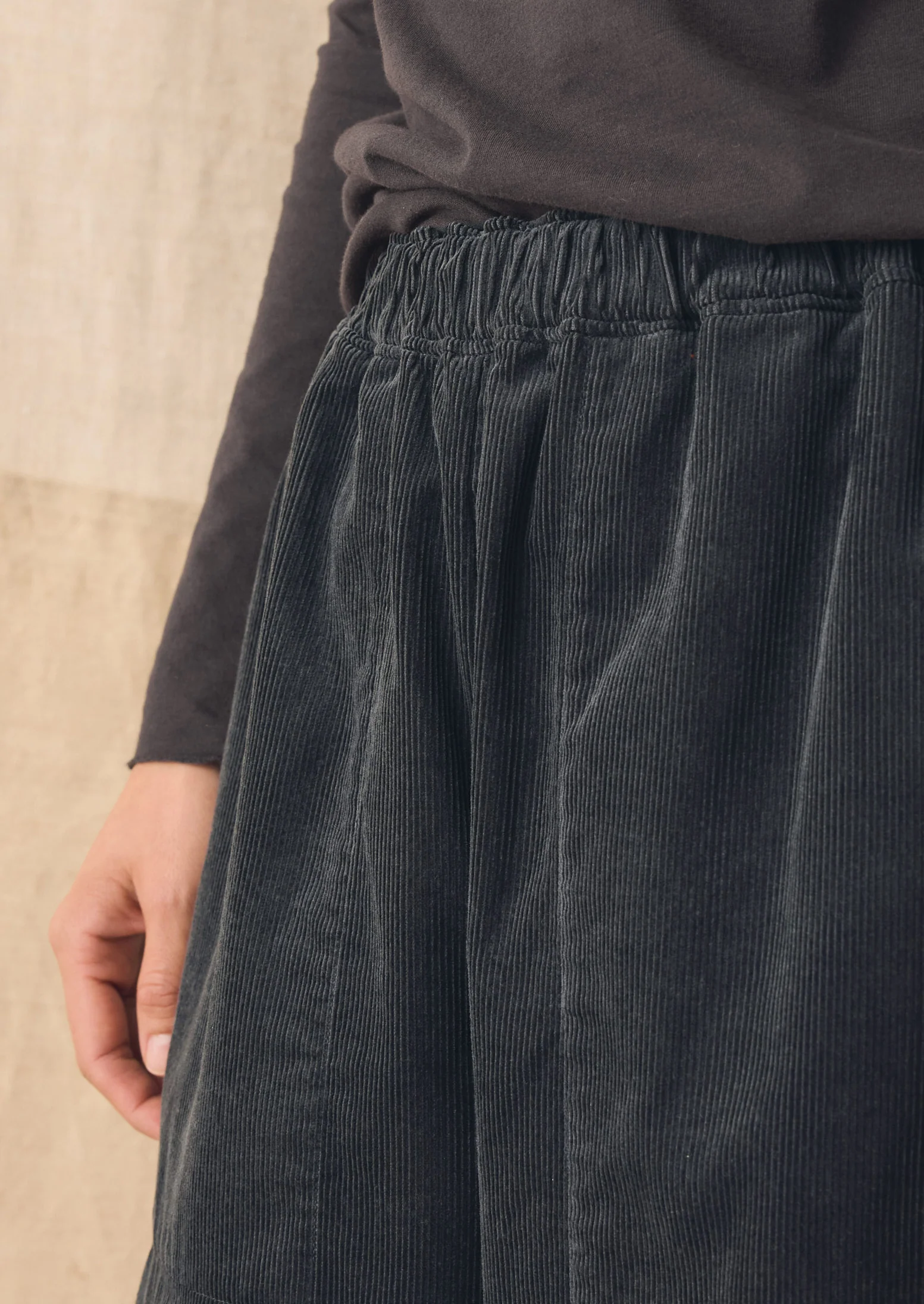 Organic Cord Barrel Leg Trousers | Charcoal - Image 6