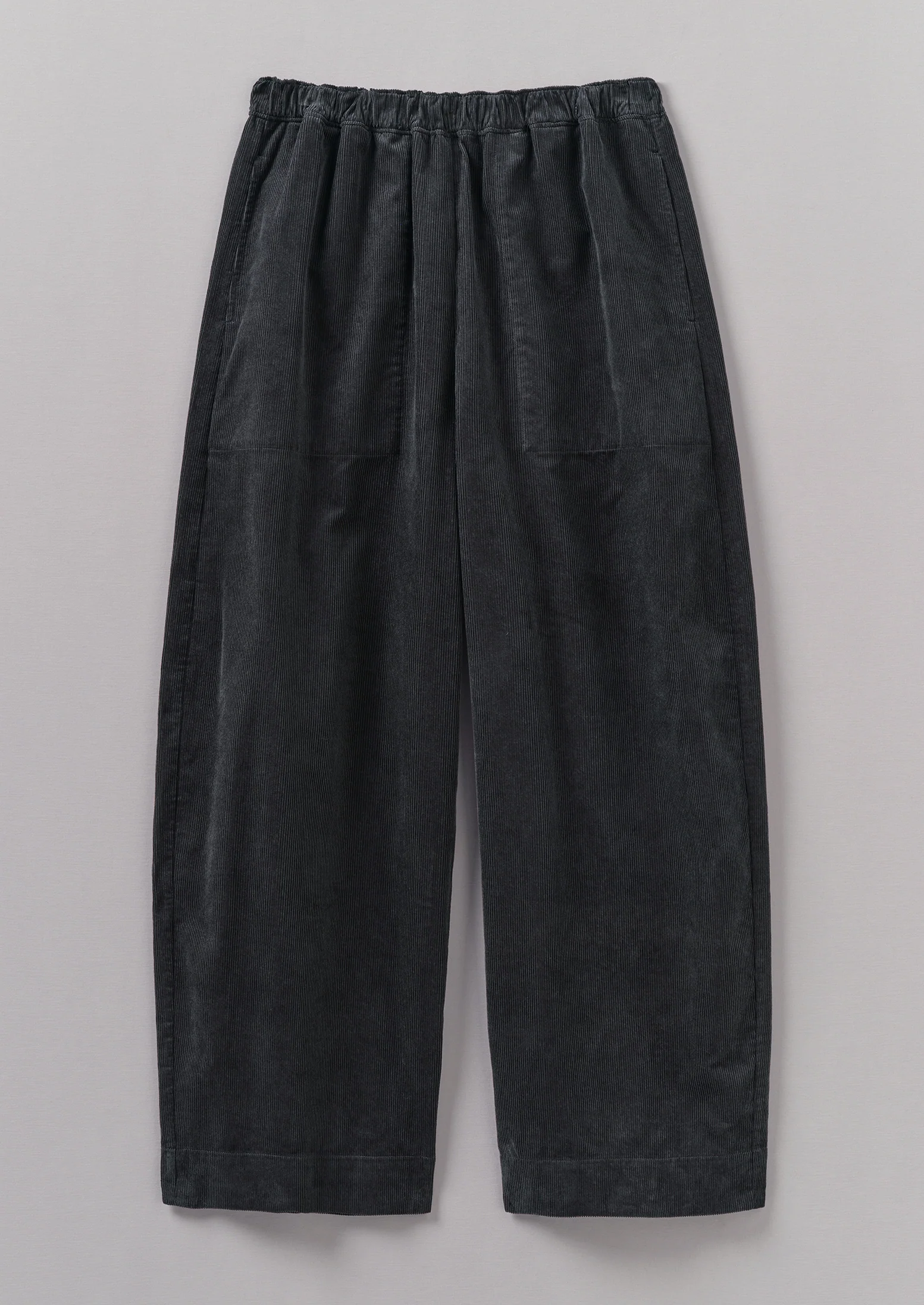 Organic Cord Barrel Leg Trousers | Charcoal - Image 7