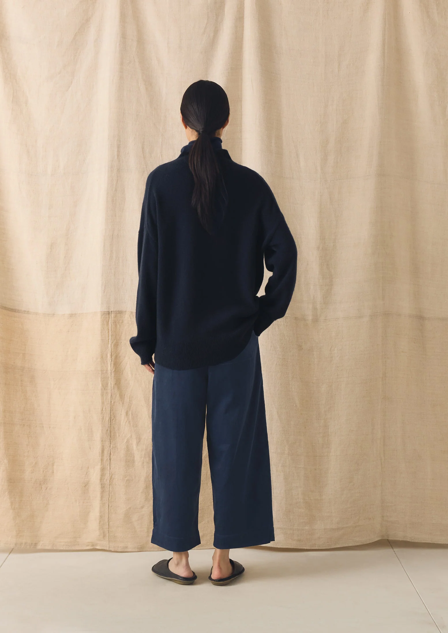 Organic Cord Barrel Leg Trousers | Denim Blue - Image 5