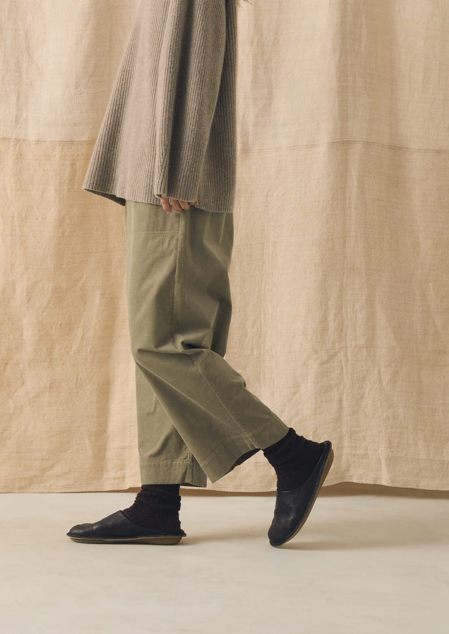 Organic Cord Barrel Leg Trousers | Spelt - Image 2